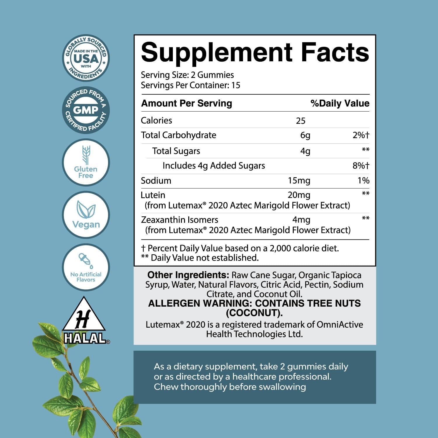 Gomitas de Luteína y Zeaxantina Natures Craft 30 Unidades