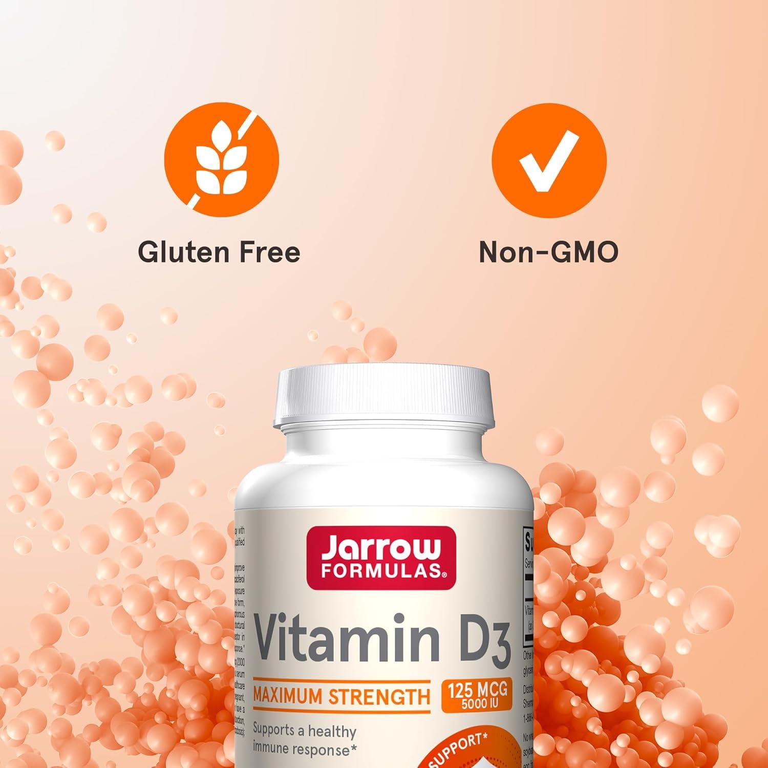 Vitamina D3 Jarrow Formulas 125 mcg 5000 UI - 100 Gelatinas Blandas