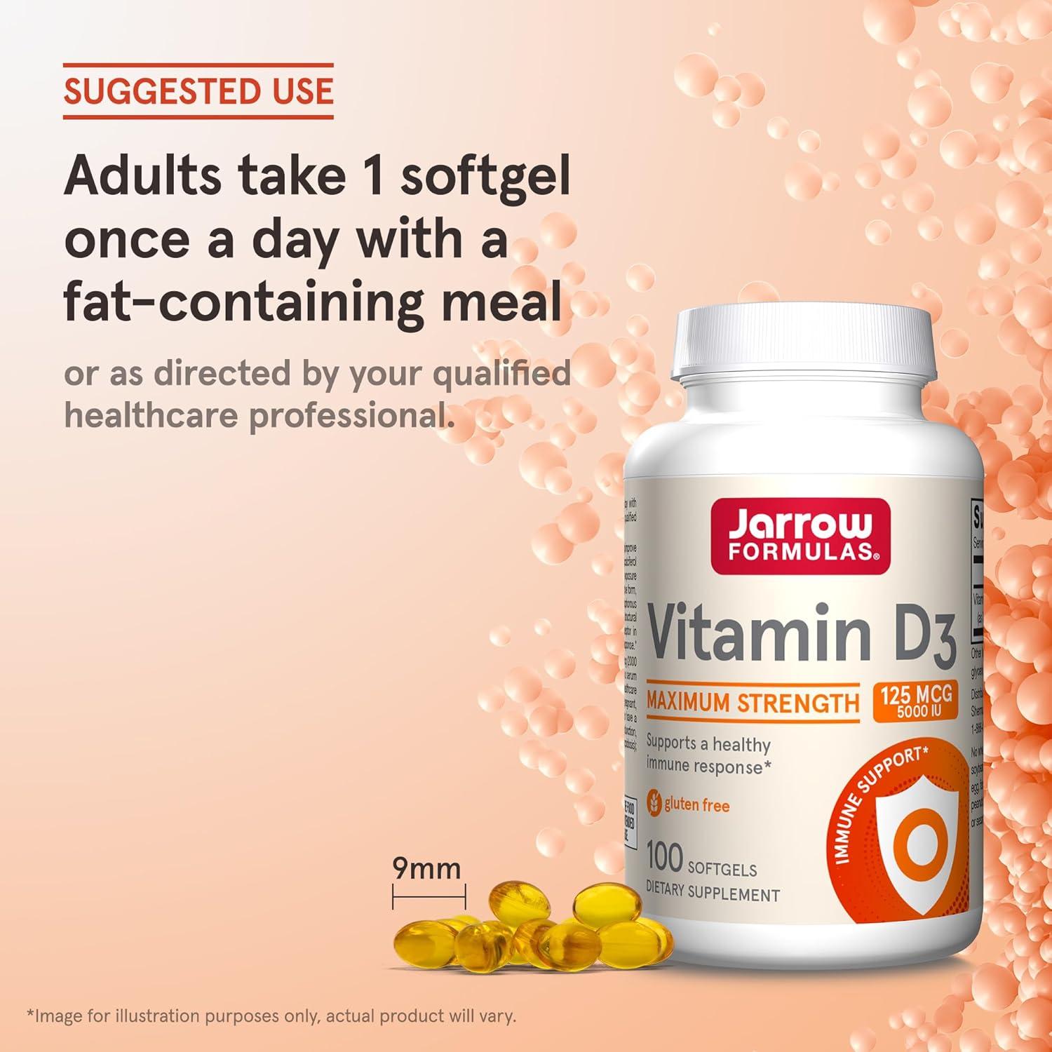 Vitamina D3 Jarrow Formulas 125 mcg 5000 UI - 100 Gelatinas Blandas