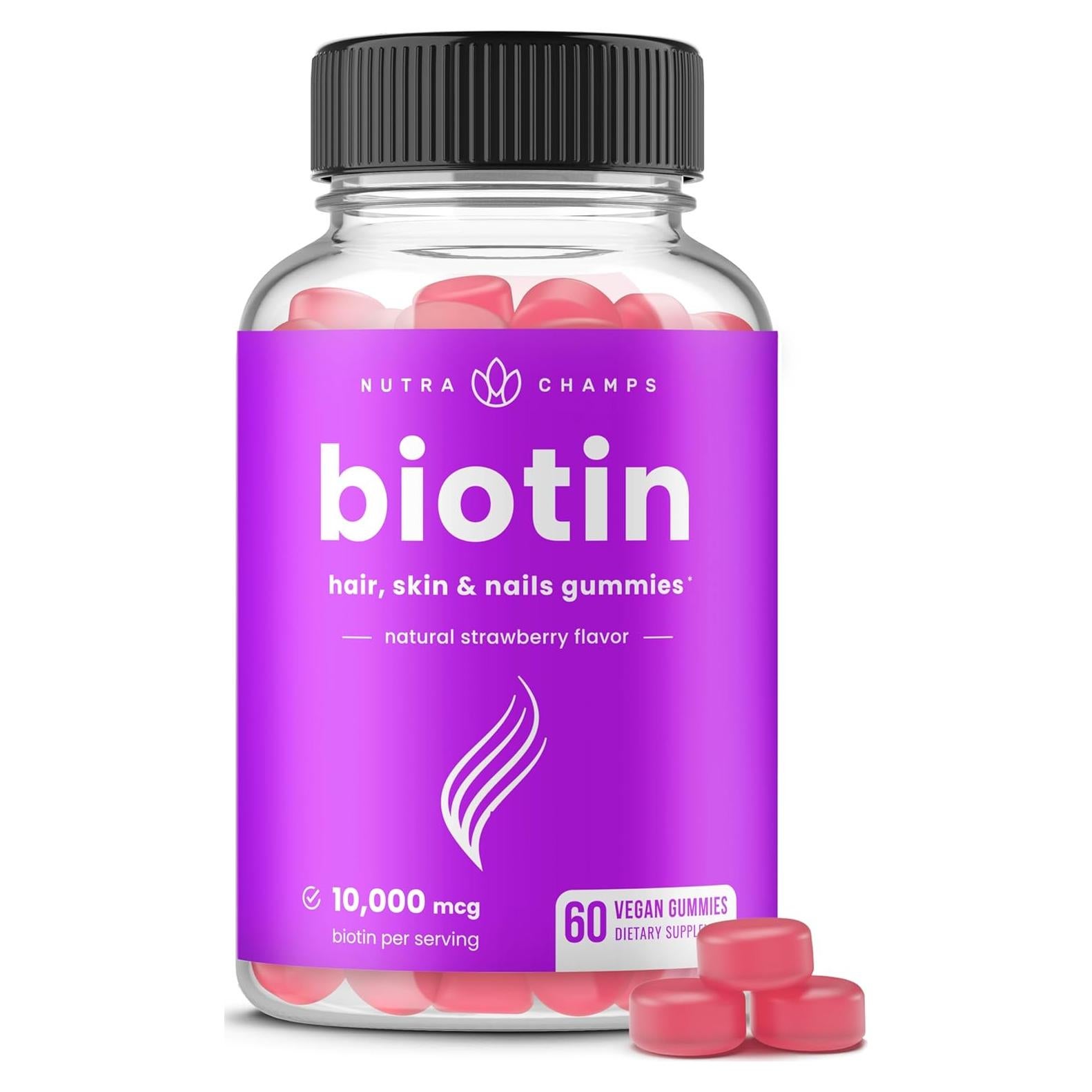 Gomitas de Biotina Veganas NutraChamps 10000 mcg - Salud Cabello, Piel y Uñas