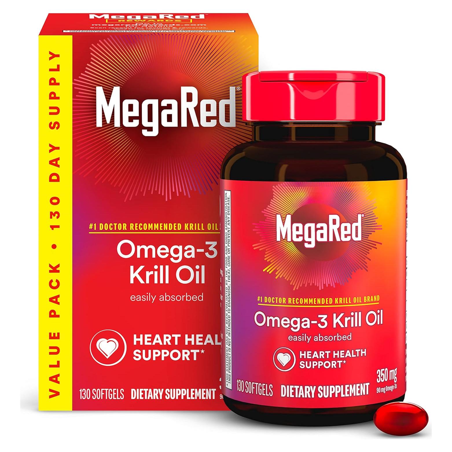 MegaRed Aceite de Krill Omega-3 350mg 130 Cápsulas Blandas