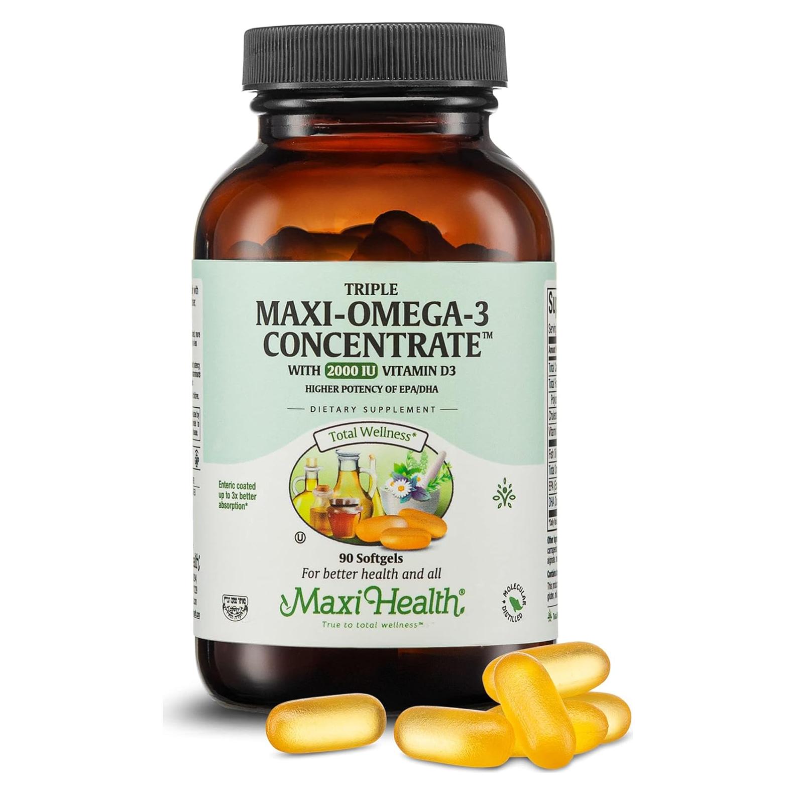 Suplemento Omega 3 Maxi Health 90 Gelatinas Blandas con D3