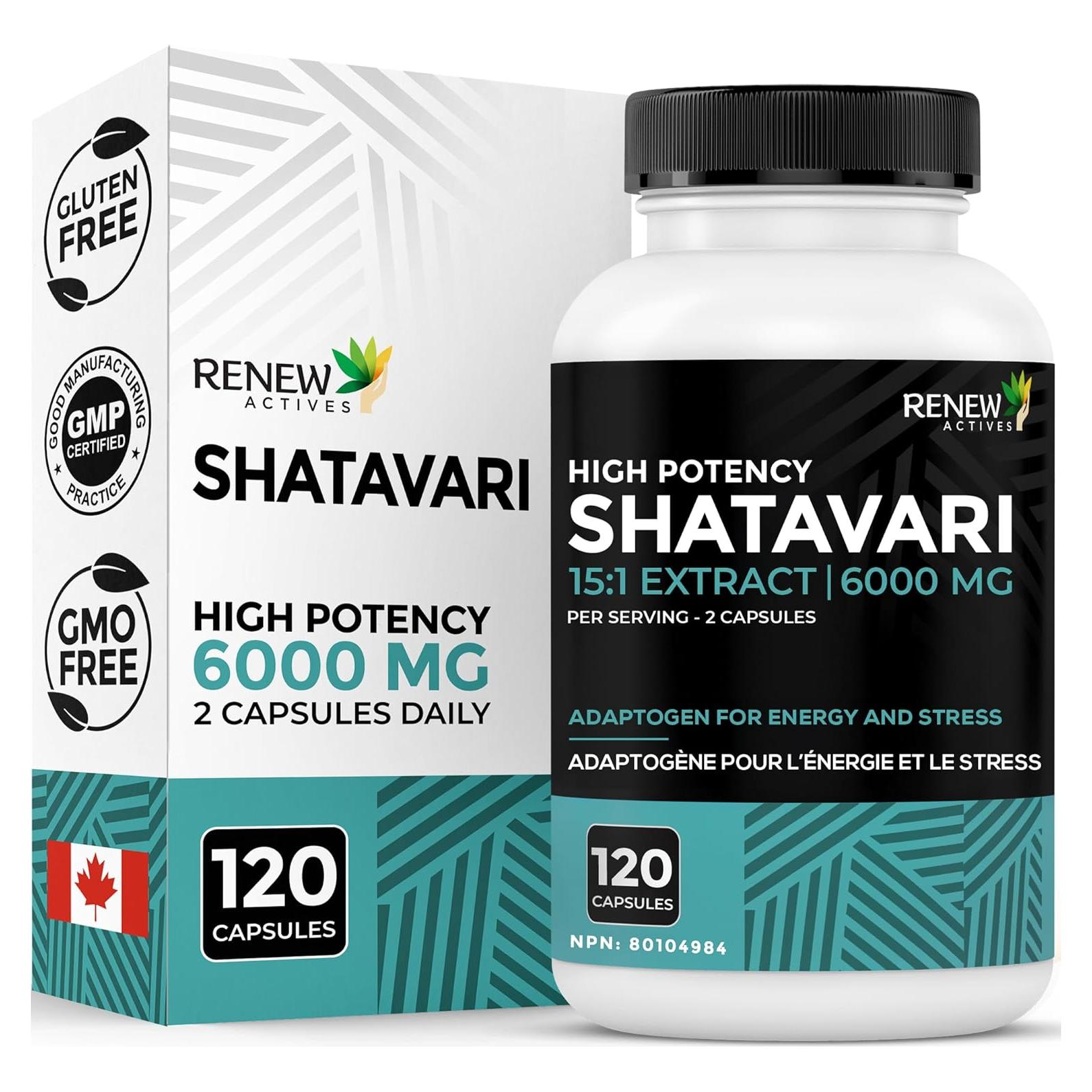 Cápsulas de Shatavari Renew Actives - 400mg - 120 Unidades