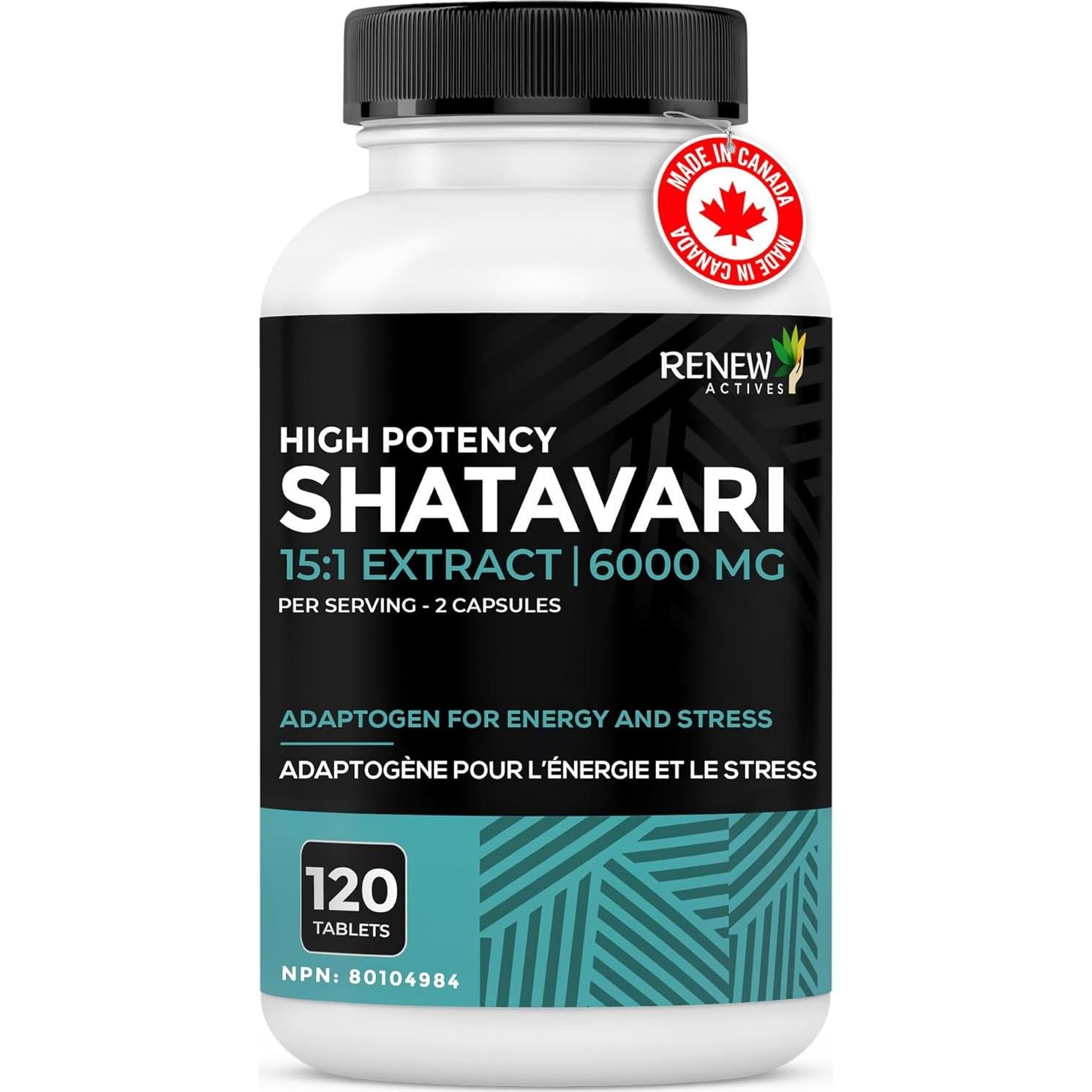 Cápsulas de Shatavari Renew Actives - 400mg - 120 Unidades