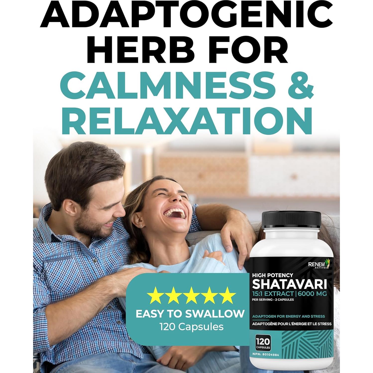 Cápsulas de Shatavari Renew Actives - 400mg - 120 Unidades