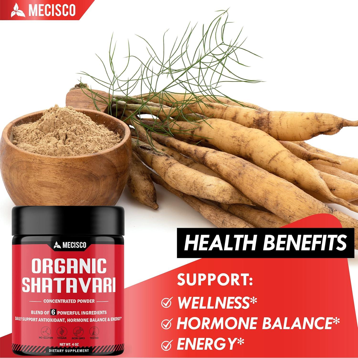 Polvo de Shatavari Orgánico Mecisco 113.4 g - 6 Hierbas Poderosas