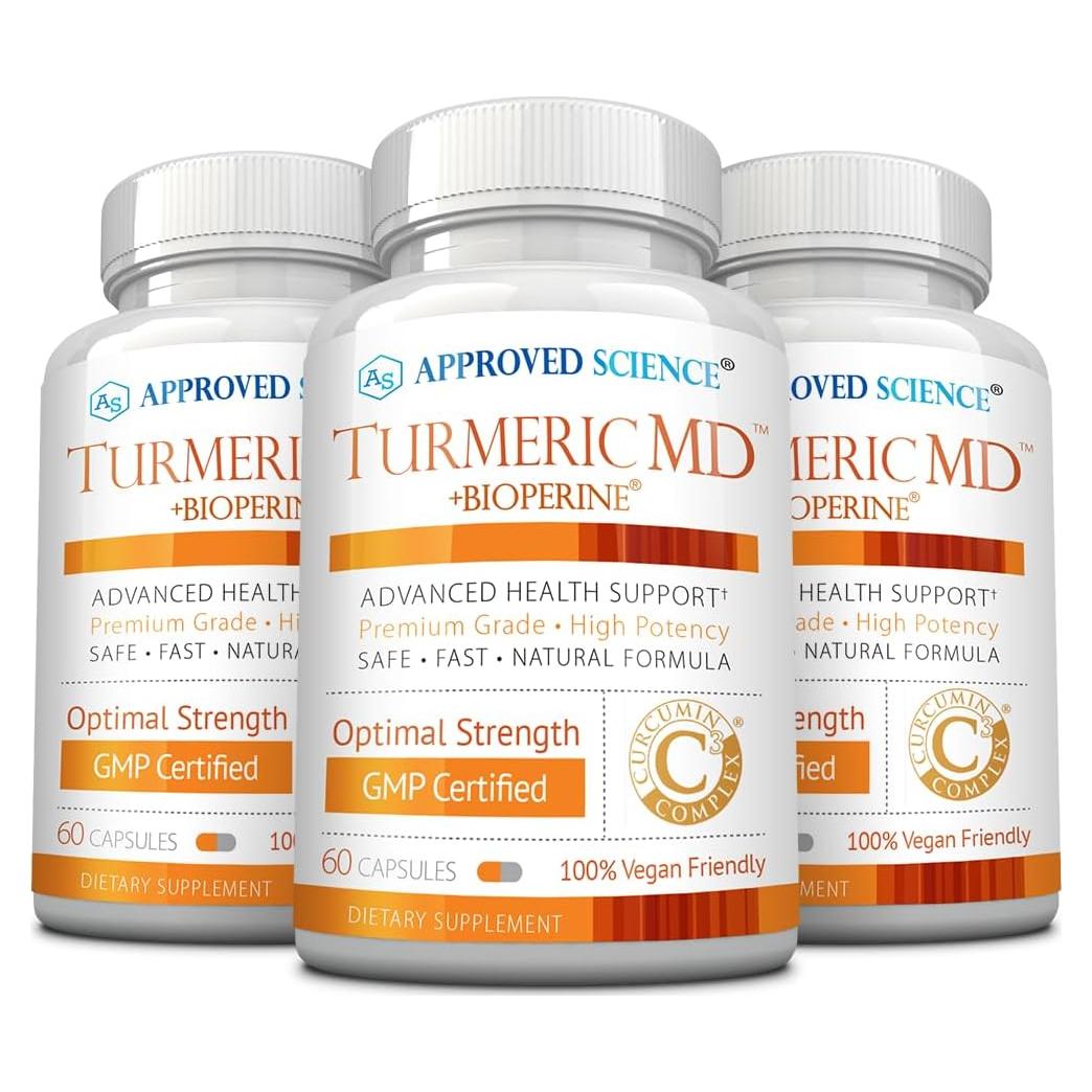 Cápsulas de Cúrcuma MD Ciencia Aprobada - 180 Unidades 95% Curcuminoides