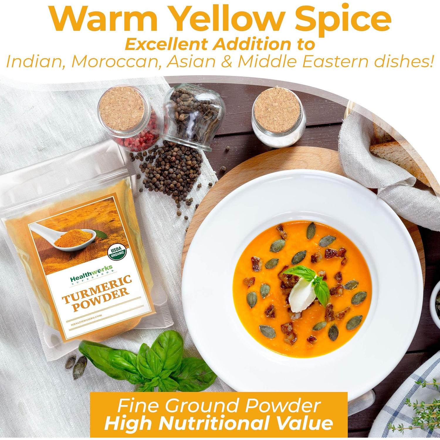 Polvo de Cúrcuma Orgánico Healthworks - 907 g, Keto, Paleo, Vegano