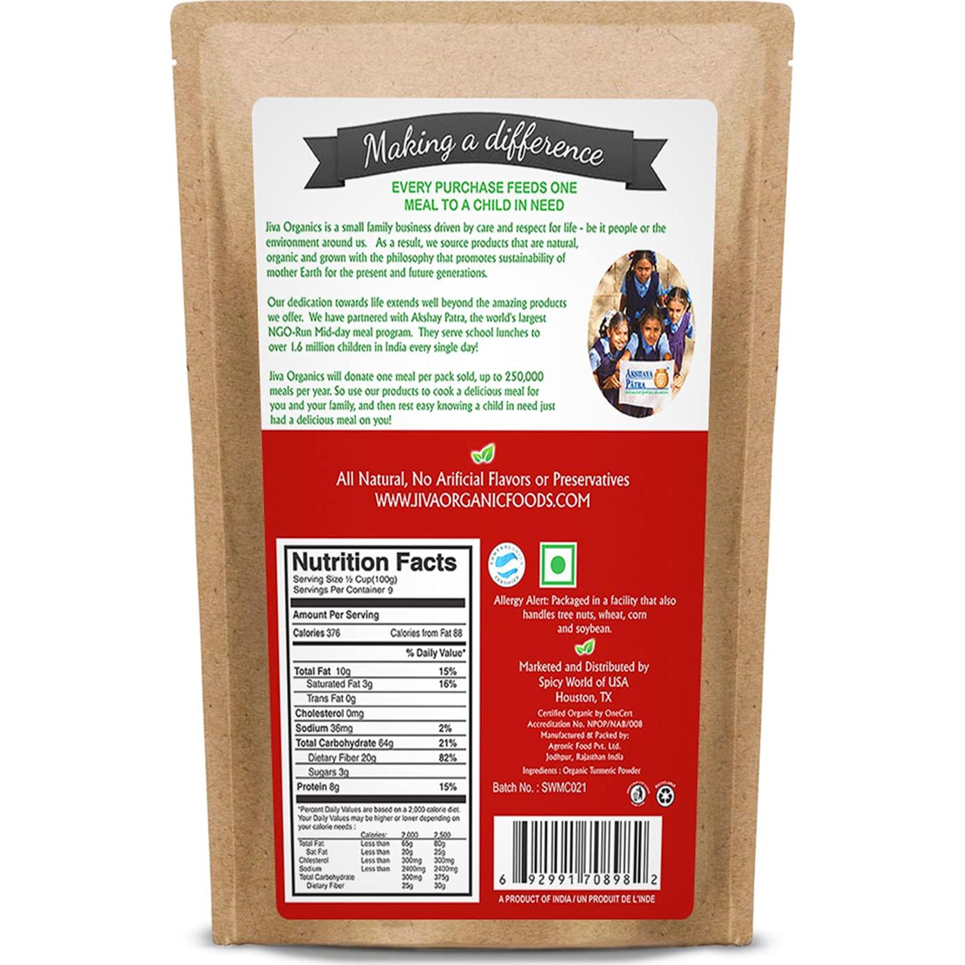 Polvo de Cúrcuma Orgánica Jiva 900g - Alto Contenido de Curcumina