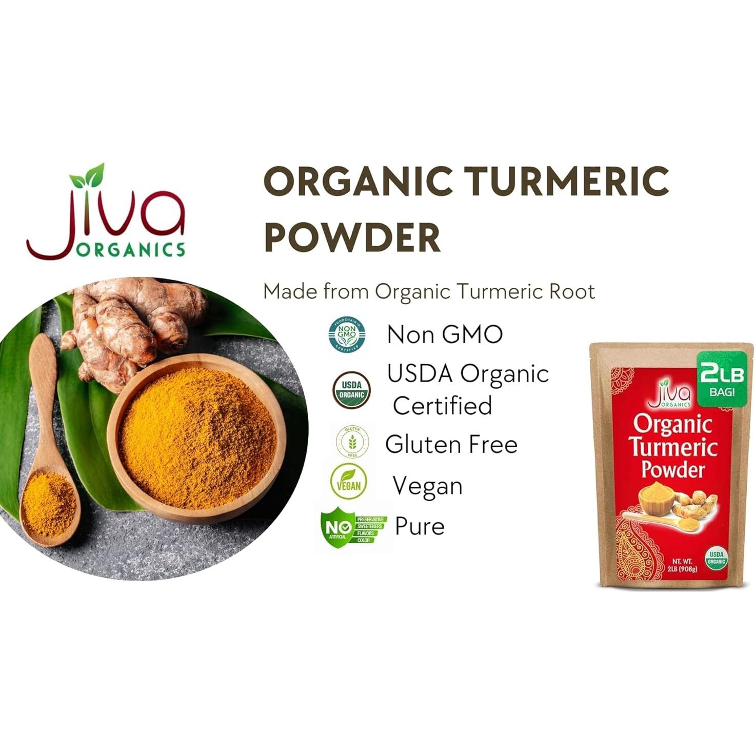 Polvo de Cúrcuma Orgánica Jiva 900g - Alto Contenido de Curcumina