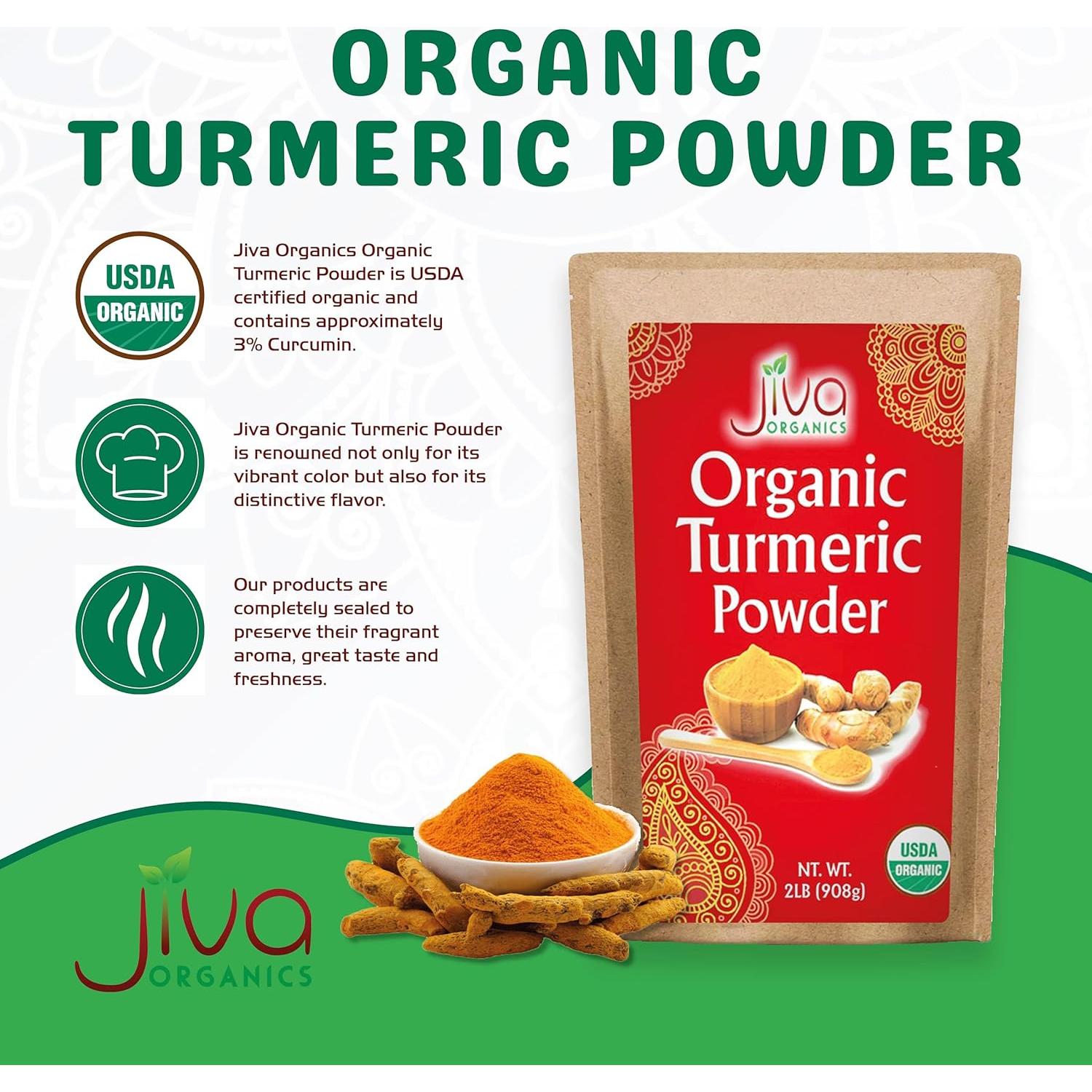 Polvo de Cúrcuma Orgánica Jiva 900g - Alto Contenido de Curcumina