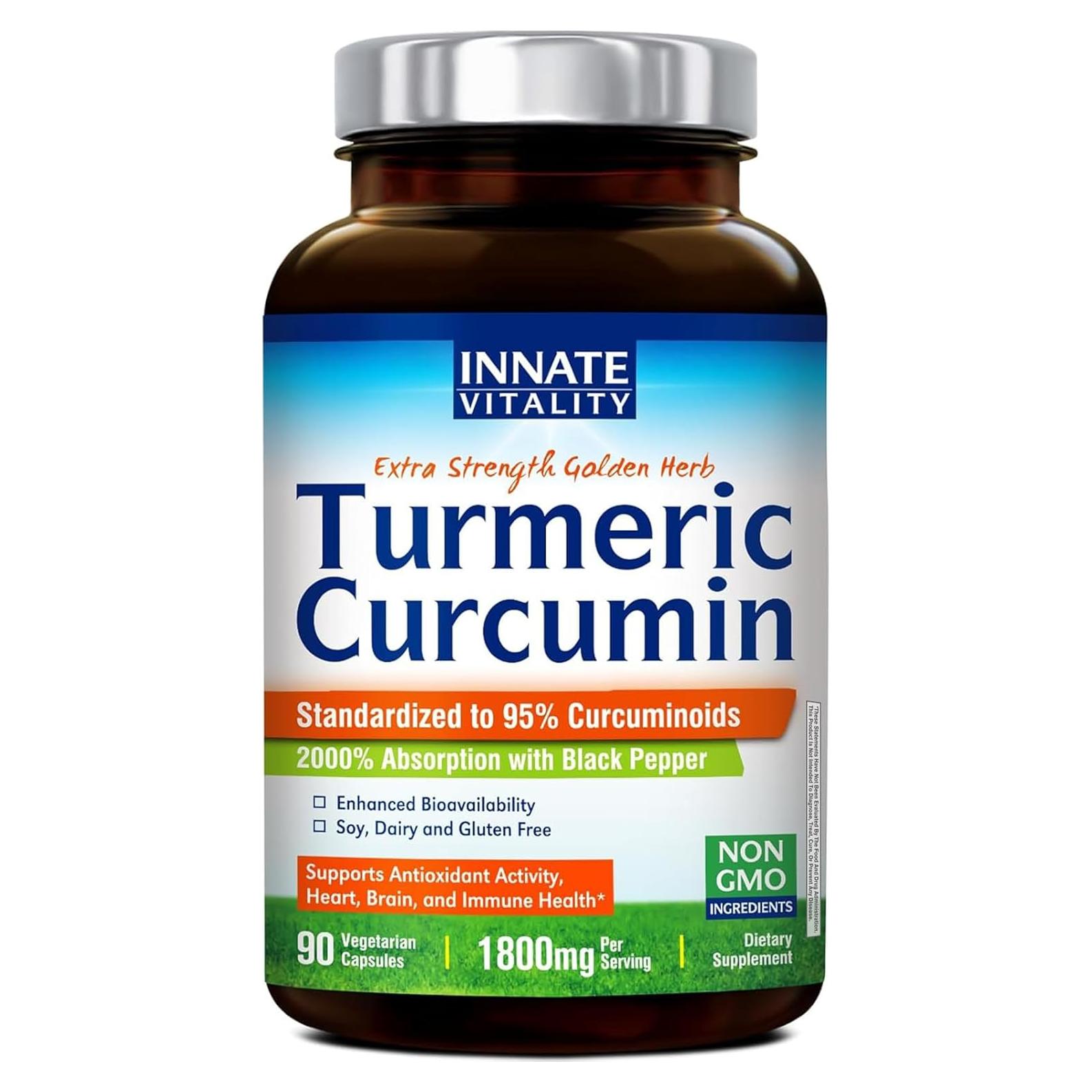 Suplemento de Cúrcuma Curcumina Innate Vitality 1800mg 90 Cápsulas