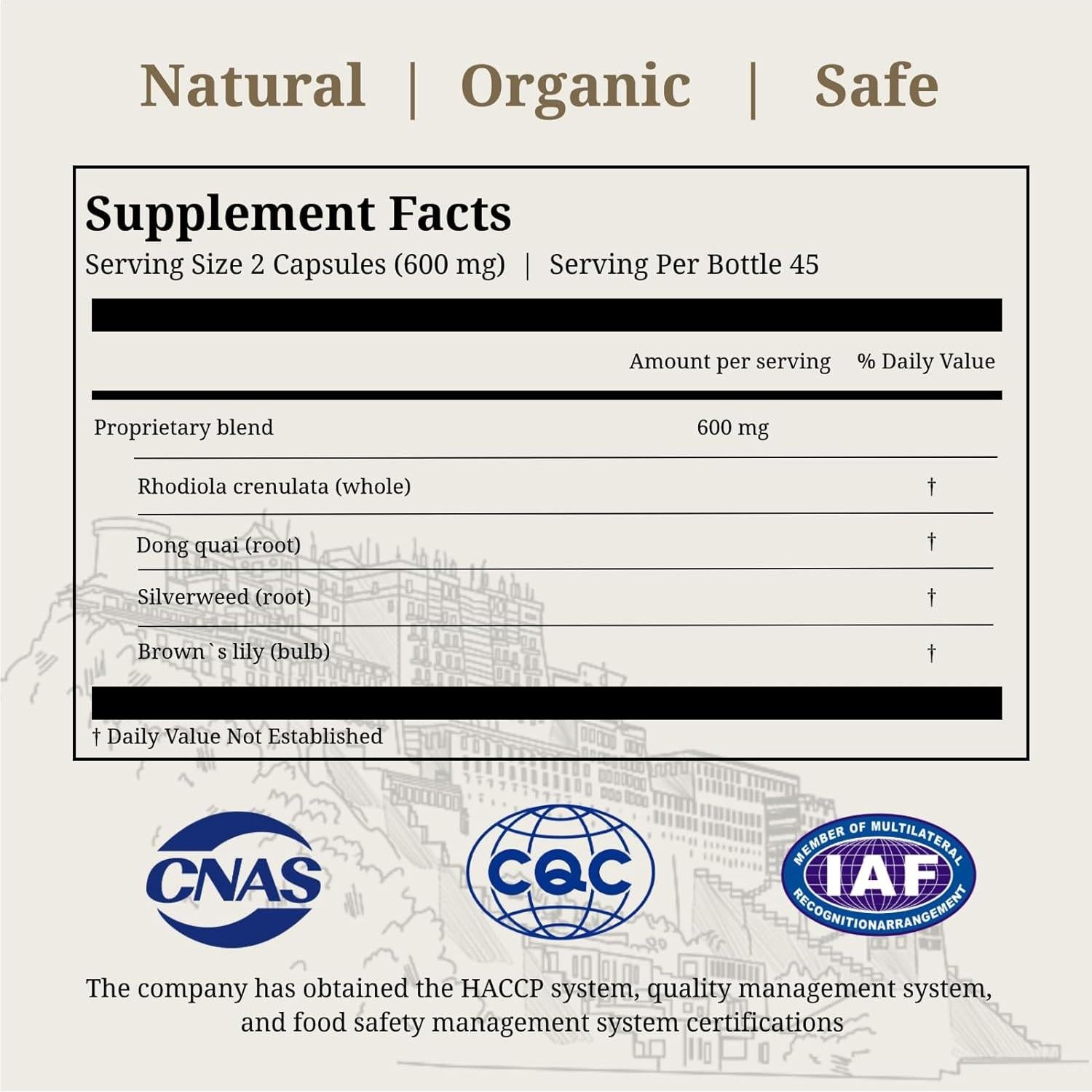 Cápsulas Vegetales CheezhengHimalaya Rhodiola 120 Unidades