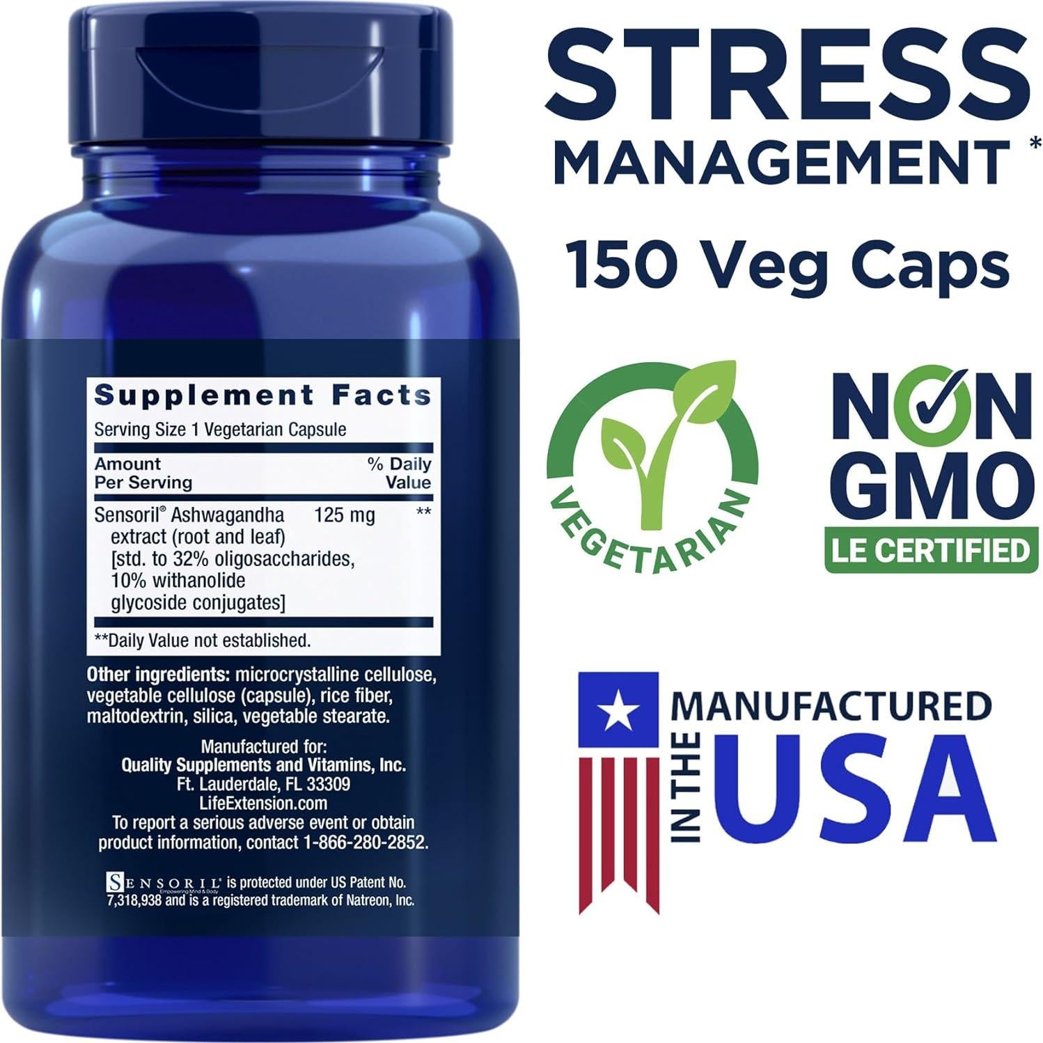 Ashwagandha Optimizada Life Extension 150 Cápsulas Veganas