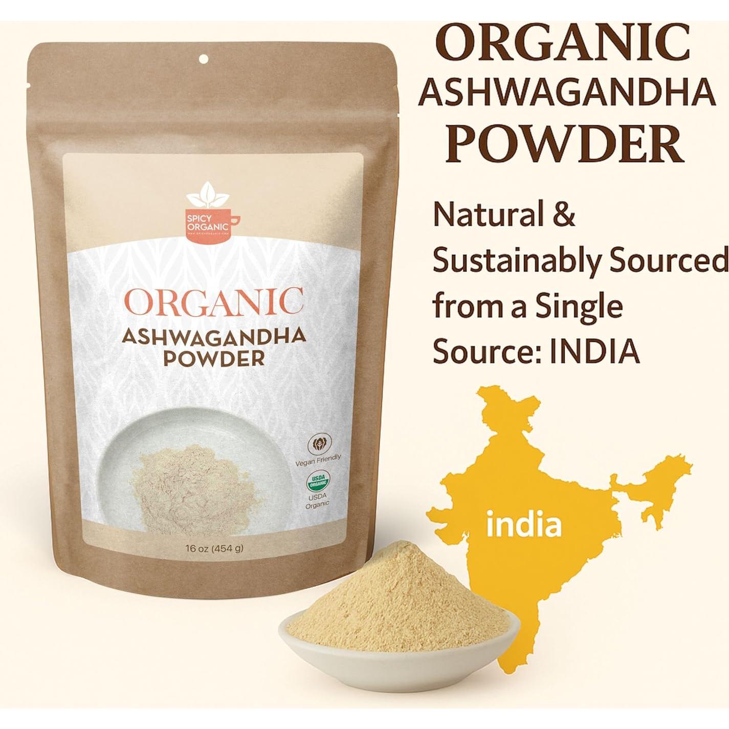 Polvo de Raíz de Ashwagandha Orgánico SPICY 227 g - Ginseng Indio