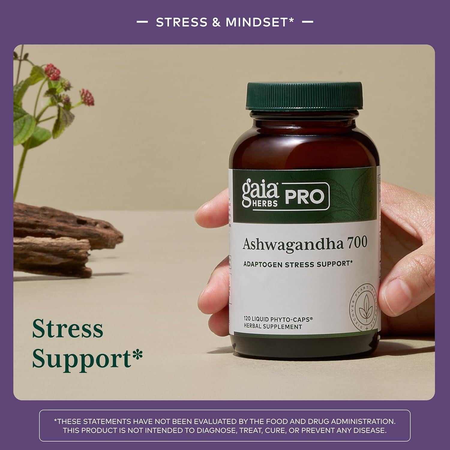 Suplemento de Ashwagandha Gaia Herbs PRO 700mg - 120 Cápsulas