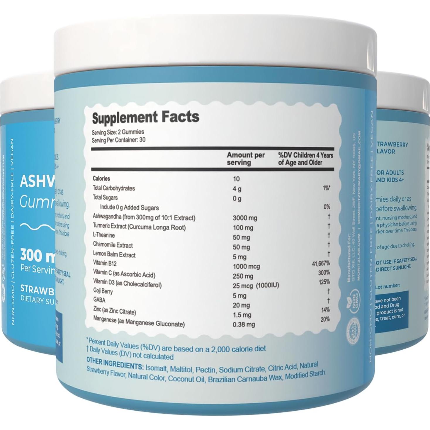 Gomitas de Ashwagandha DR. MORITZ 120 Conteo - Sin Azúcar