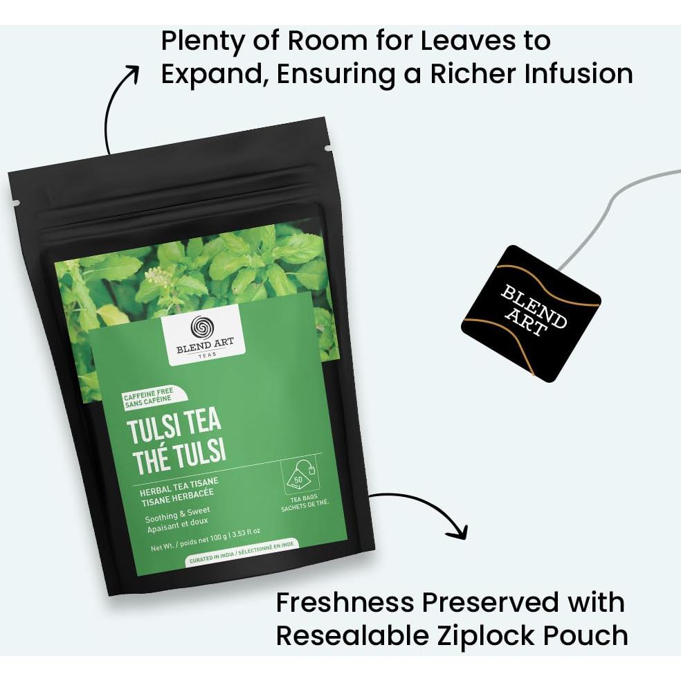 Té de Albahaca Sagrada Tulsi 50 Bolsitas Sin Cafeína