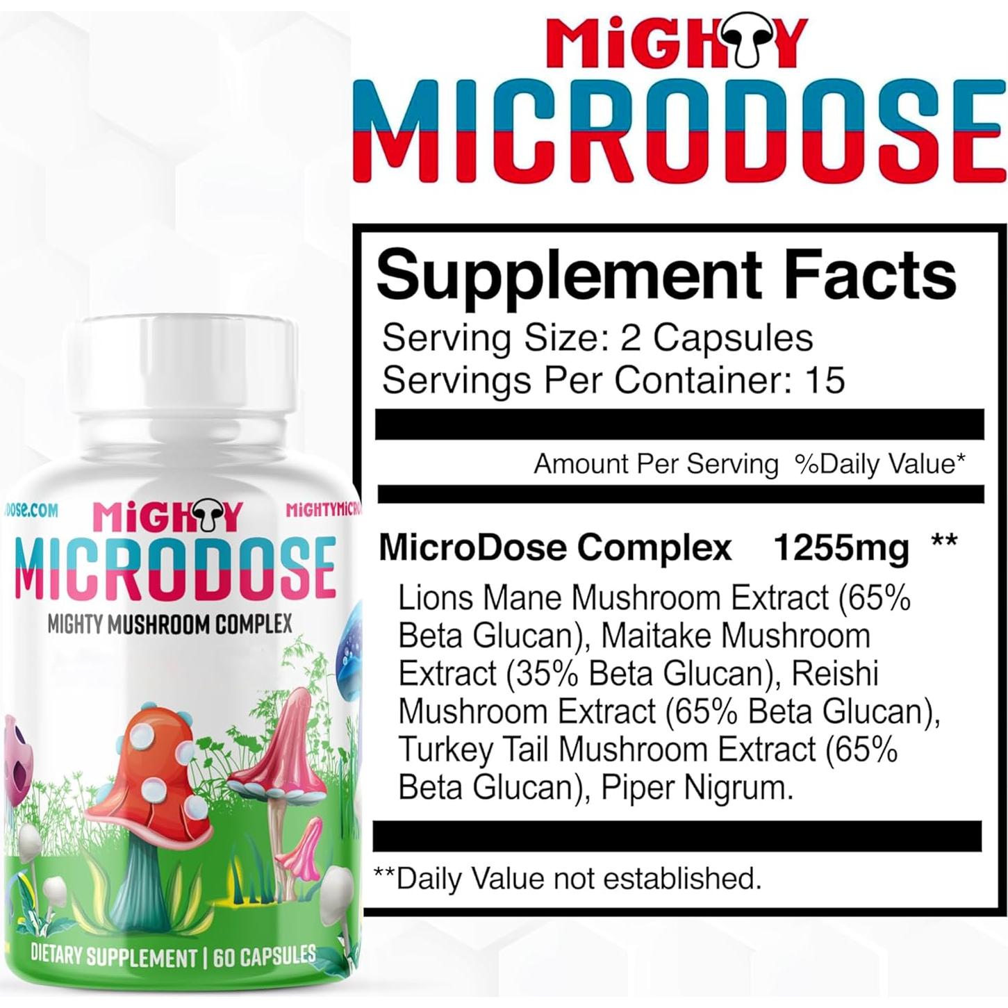 Suplemento Nootrópico de 5 Hongos Microdosis Poderosa - 30 Cápsulas