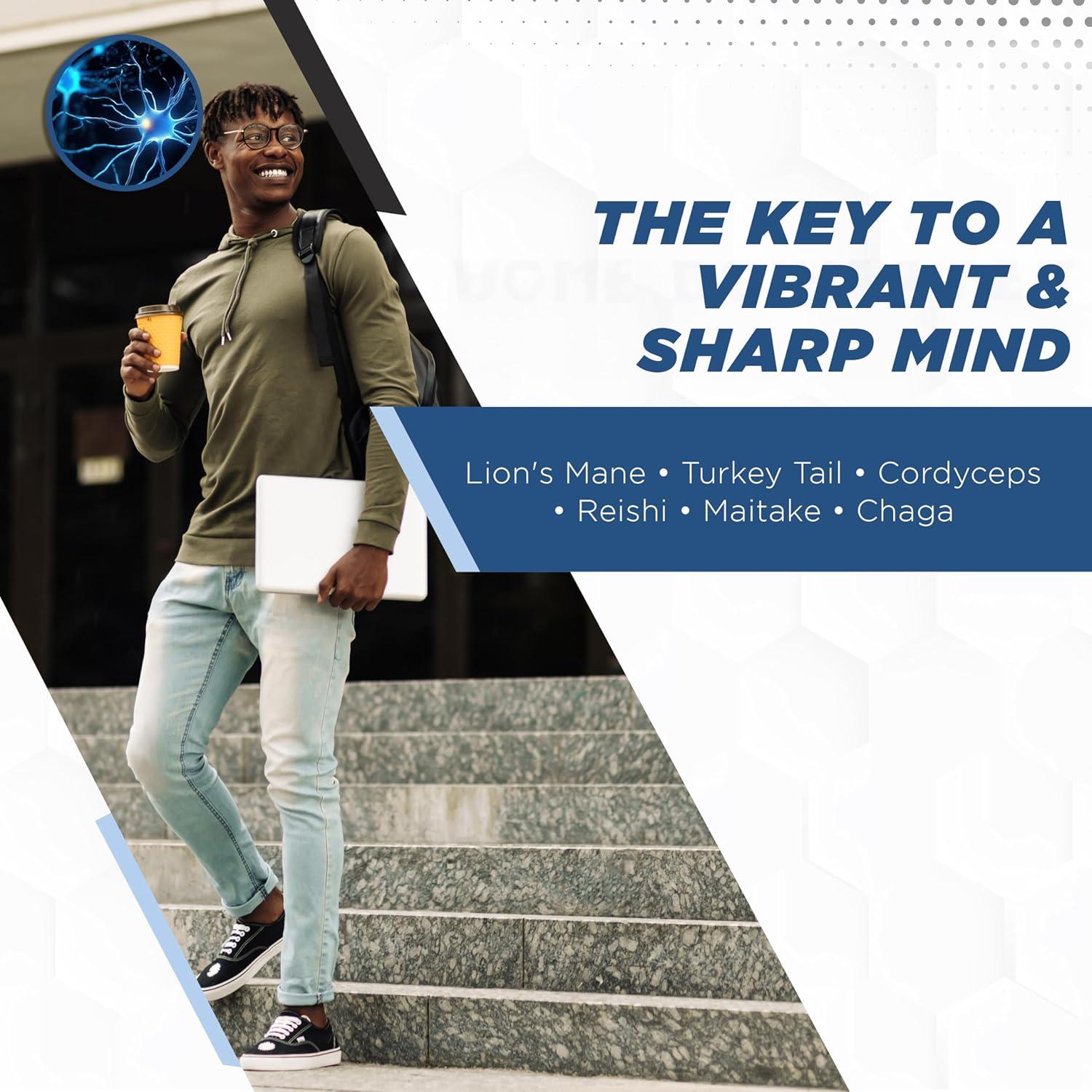 Suplemento Nootrópico de 5 Hongos Microdosis Poderosa - 30 Cápsulas