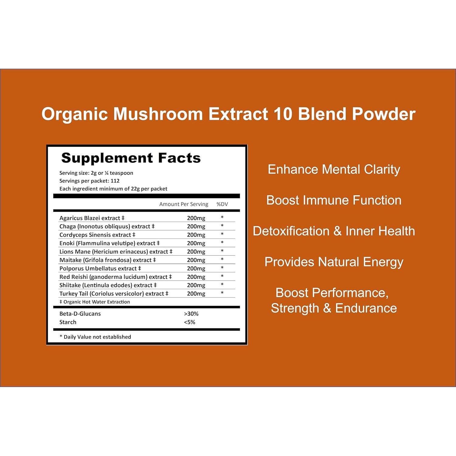 Suplemento de Champiñones Orgánicos Jetsu - Energía y Concentración