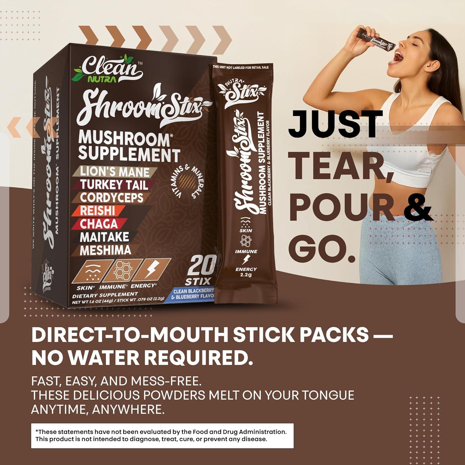 Suplemento de Hongo 24 en 1 Clean Nutraceuticals - 20 Sticks