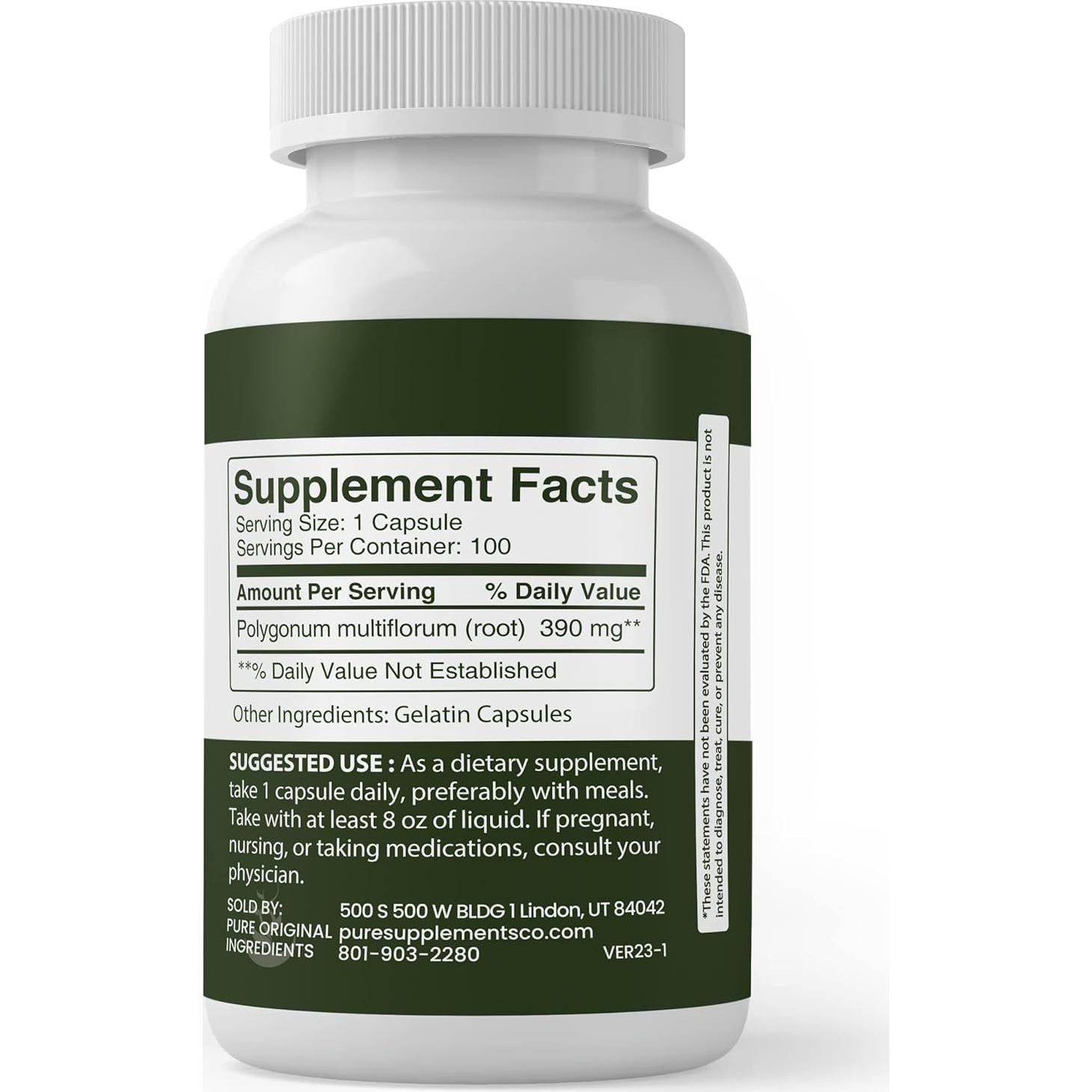 Cápsulas de Fo-Ti (He Shou Wu) Siempre Puro 100 Unidades