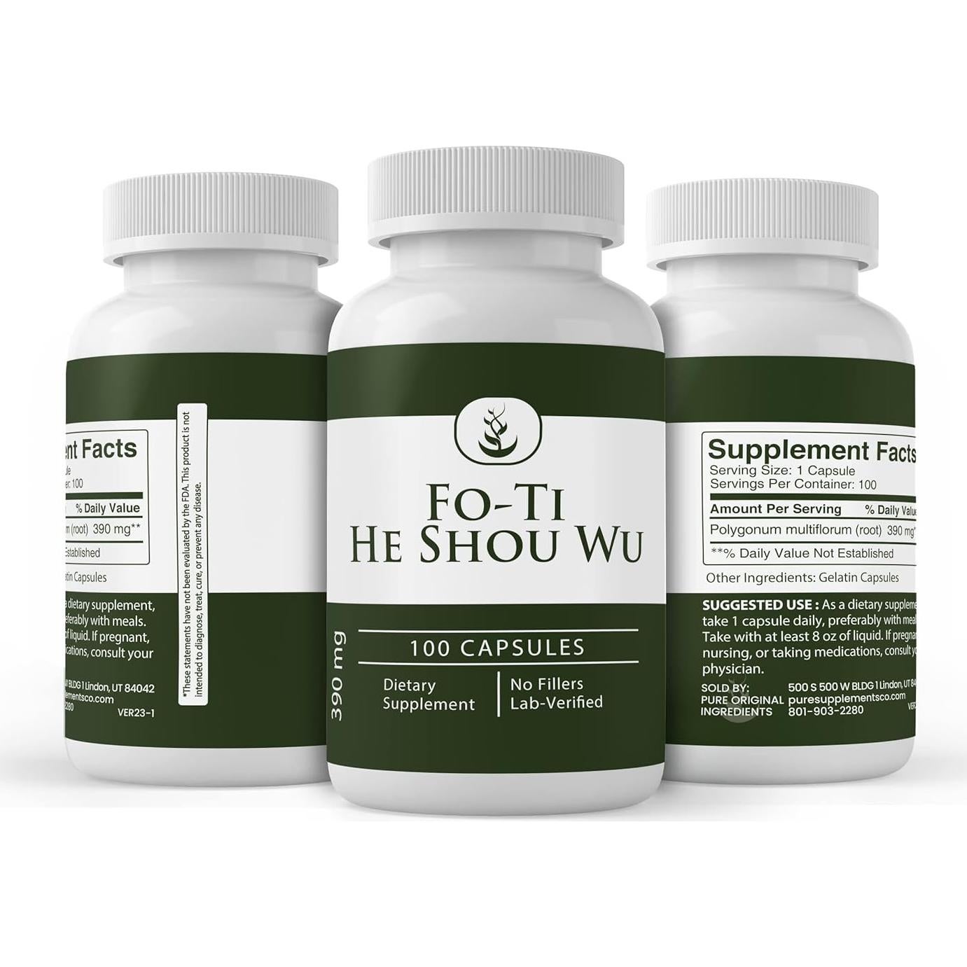 Cápsulas de Fo-Ti (He Shou Wu) Siempre Puro 100 Unidades