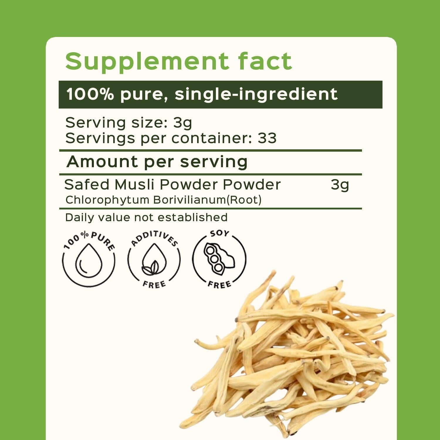 Polvo de Raíz de Musli Blanco Bixa Botanical 99.22g Vegano