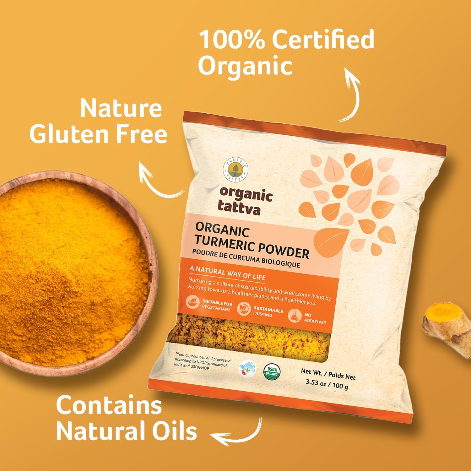 Polvo de Cúrcuma Orgánica Tattva 100g - Sin Gluten y Pesticidas