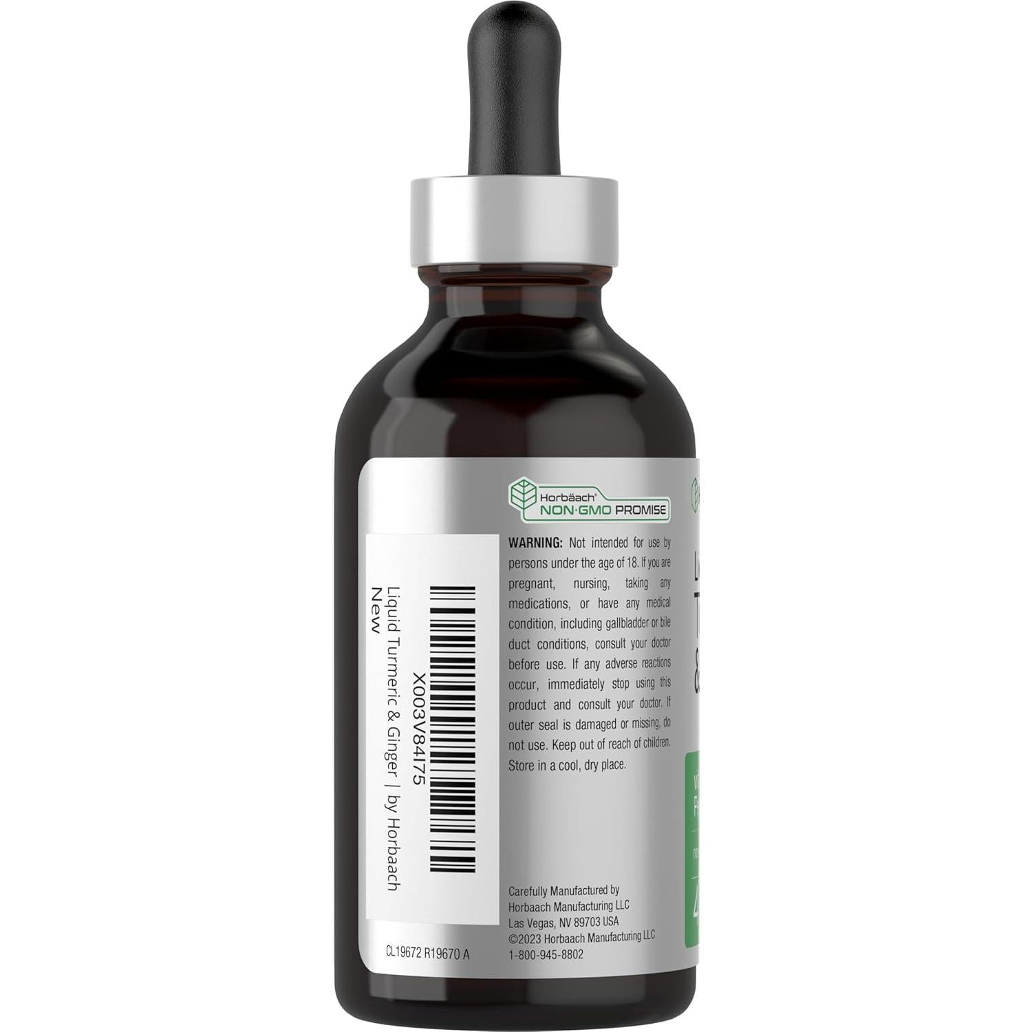 Gotas de Suplemento de Cúrcuma y Jengibre Horbaach 118 ml