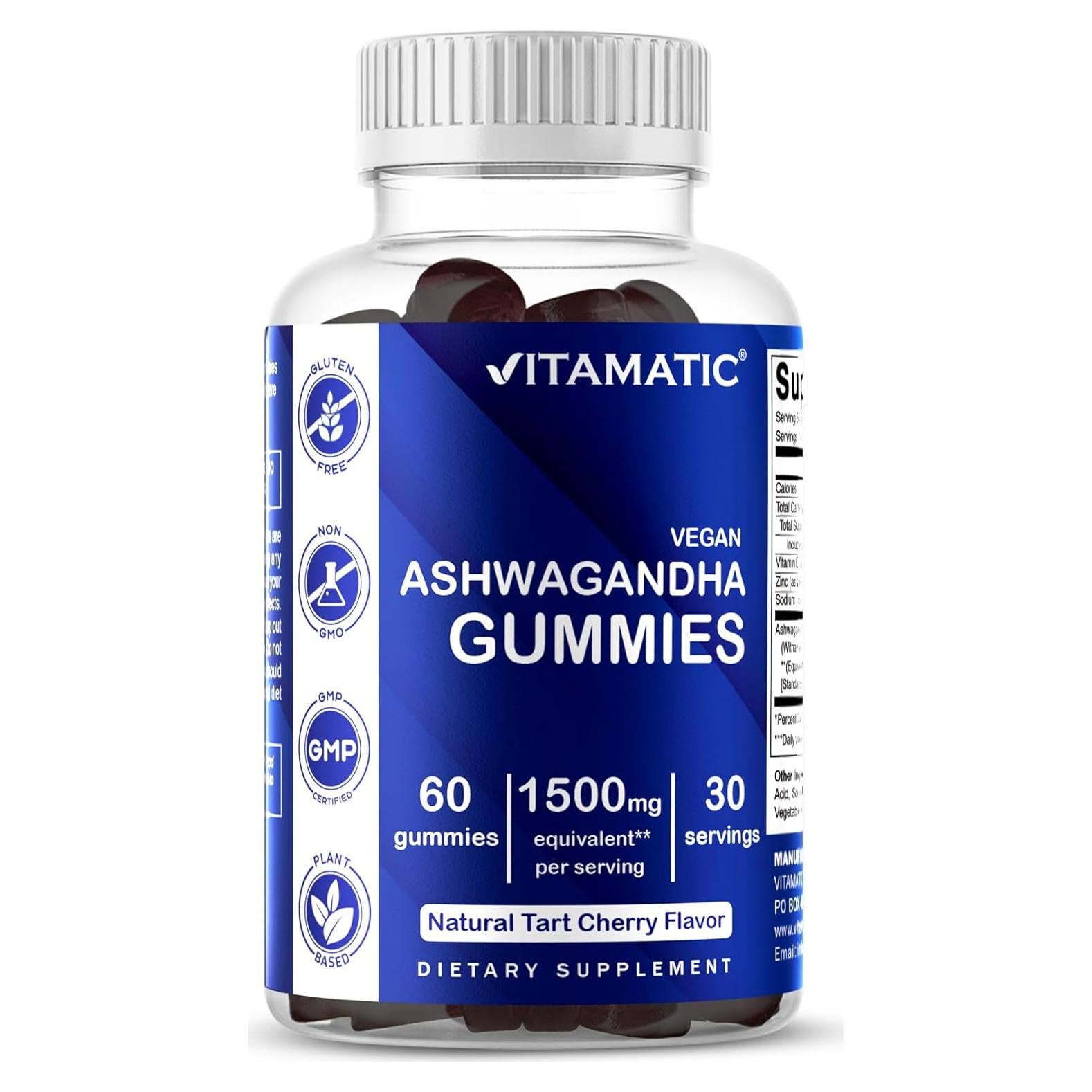 Gomitas Veganas de Ashwagandha Vitamatic 1500 mg - 60 Unidades