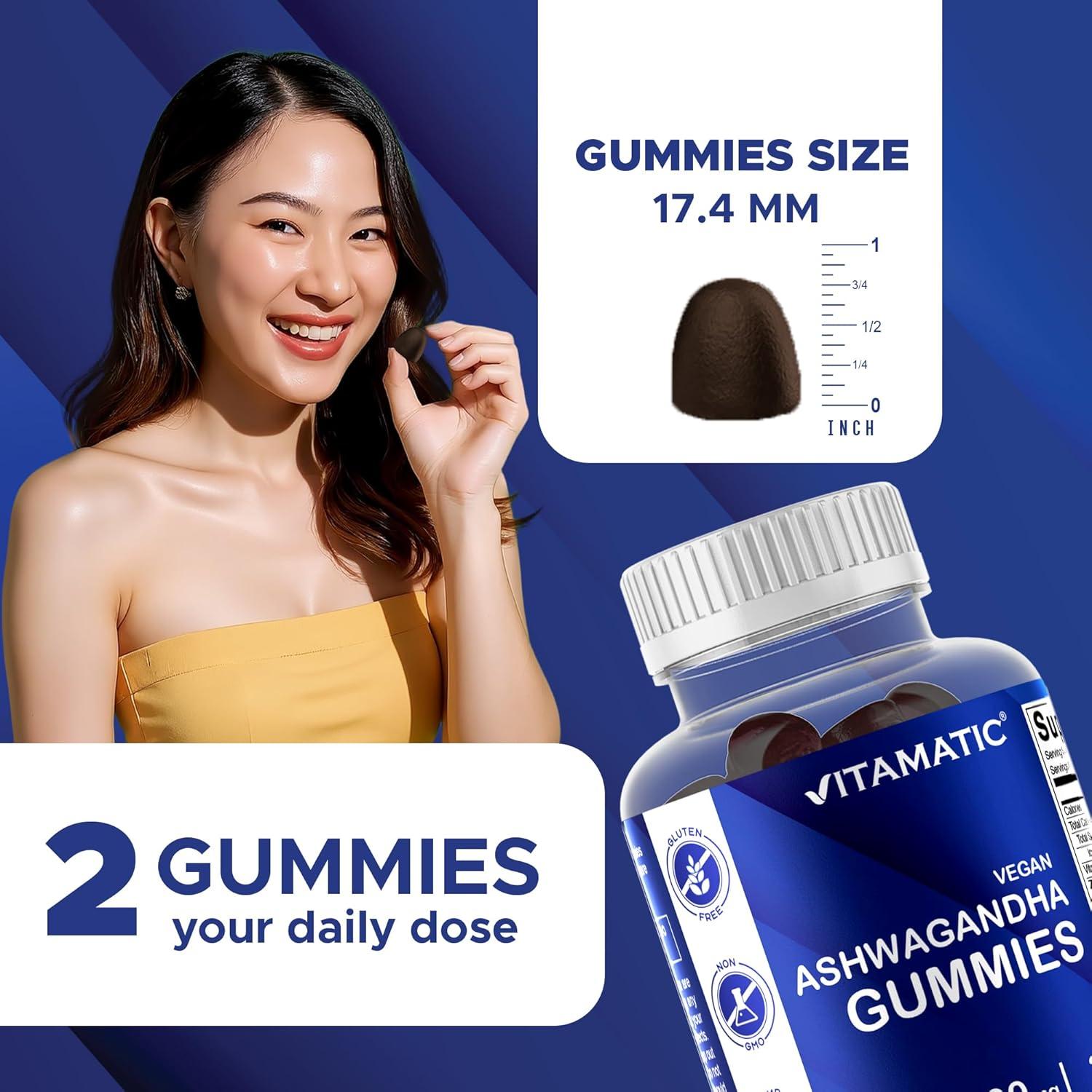 Gomitas Veganas de Ashwagandha Vitamatic 1500 mg - 60 Unidades