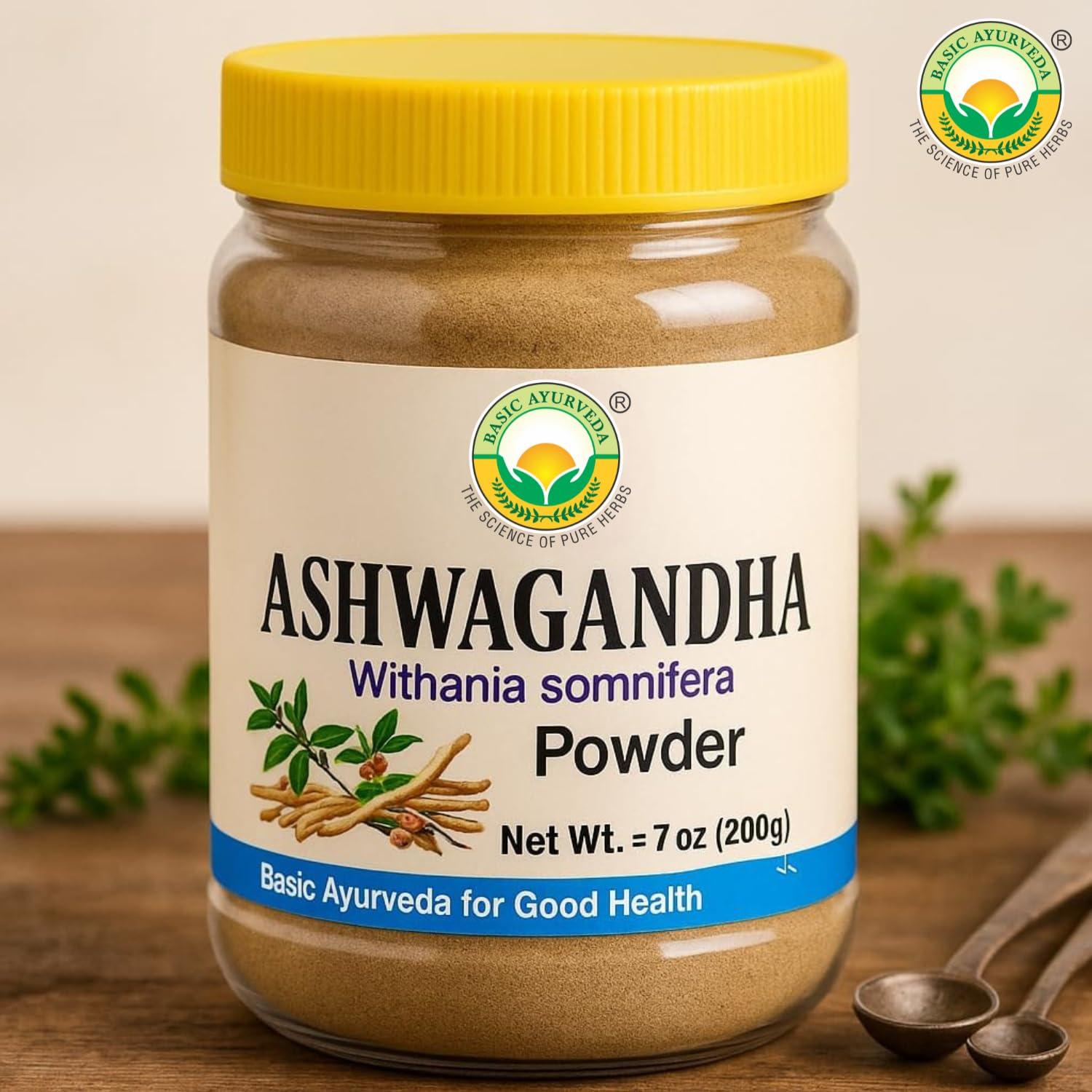 Polvo de Raíz de Ashwagandha Basic Ayurveda 200g - Sin Aditivos