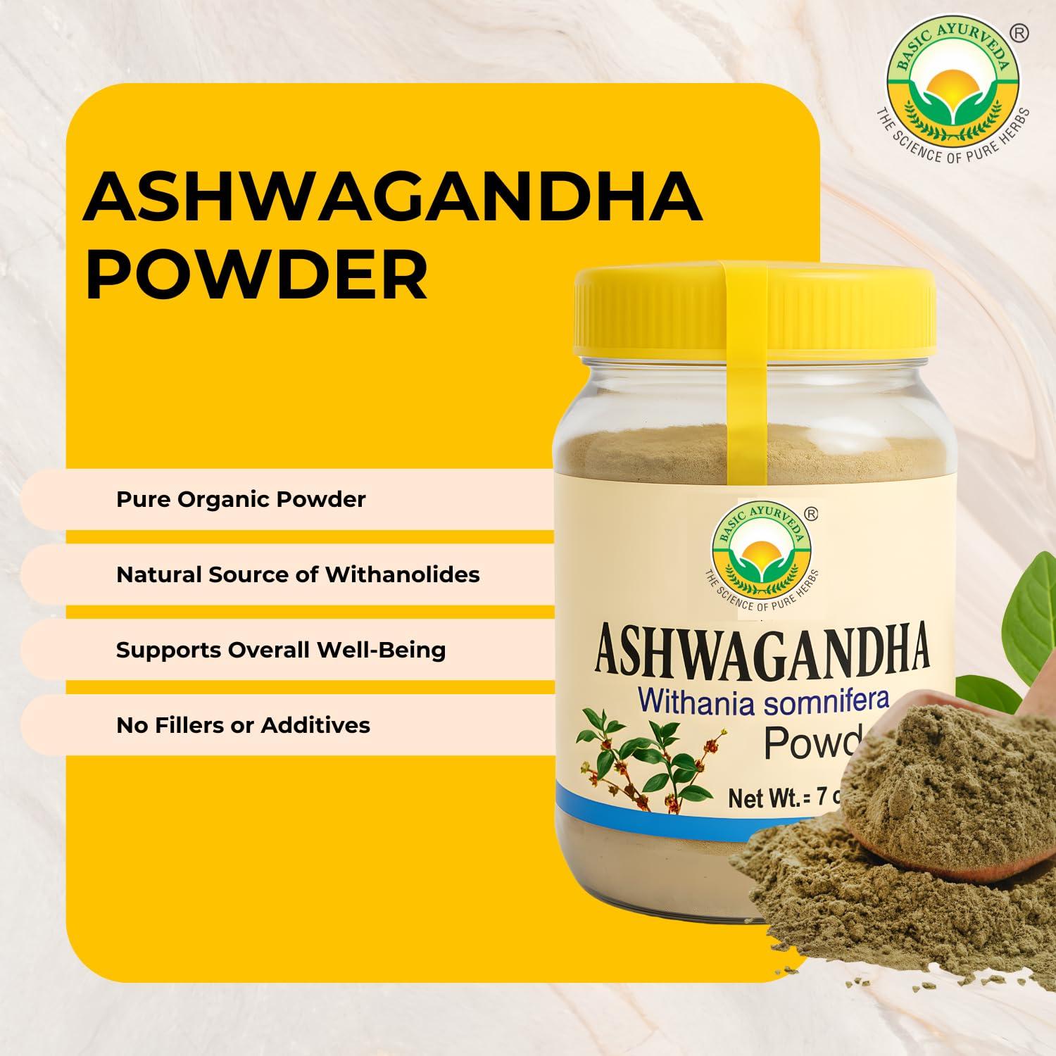 Polvo de Raíz de Ashwagandha Basic Ayurveda 200g - Sin Aditivos