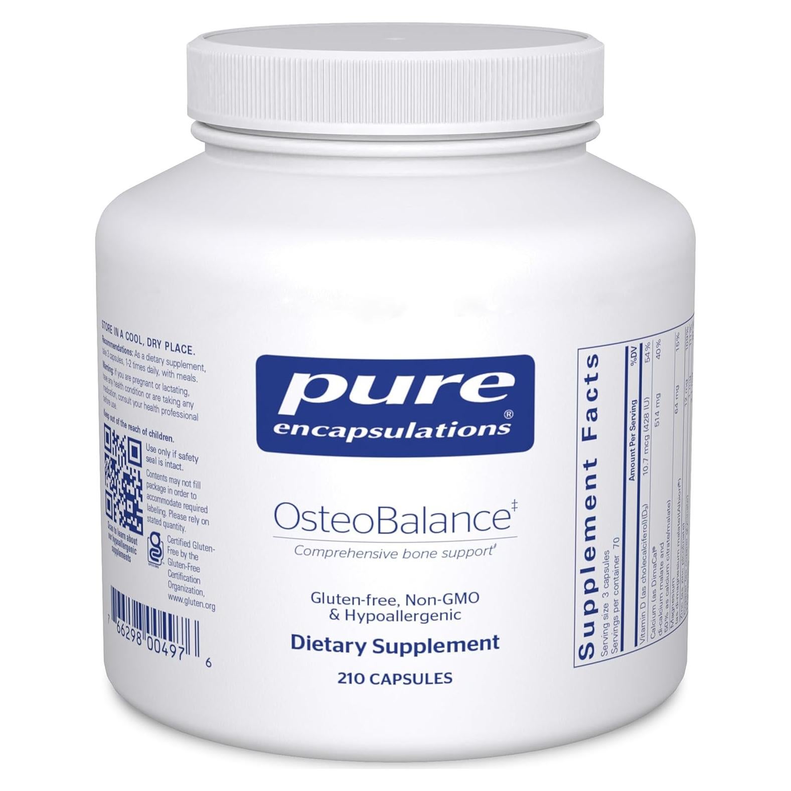 Suplemento Hipoalergénico OsteoBalance Pure Encapsulations 210 Cápsulas
