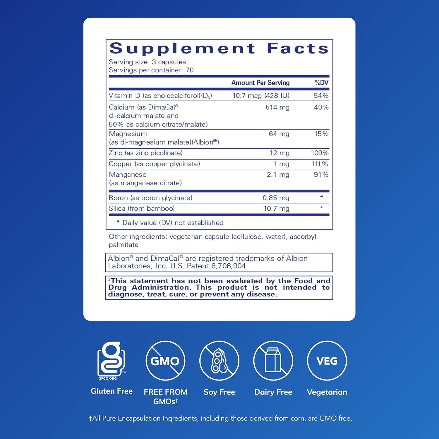 Suplemento Hipoalergénico OsteoBalance Pure Encapsulations 210 Cápsulas