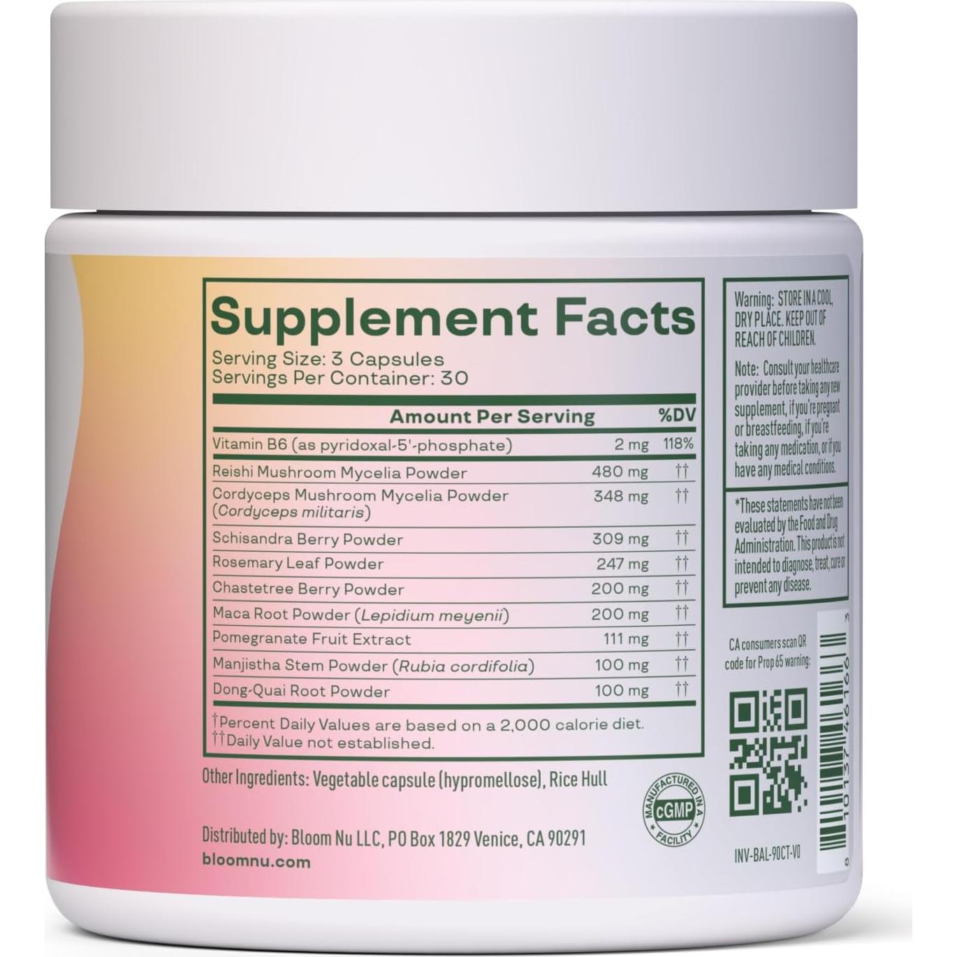 Suplemento Hormonal Bloom Nutrition - Salud Menstrual 30 Cápsulas