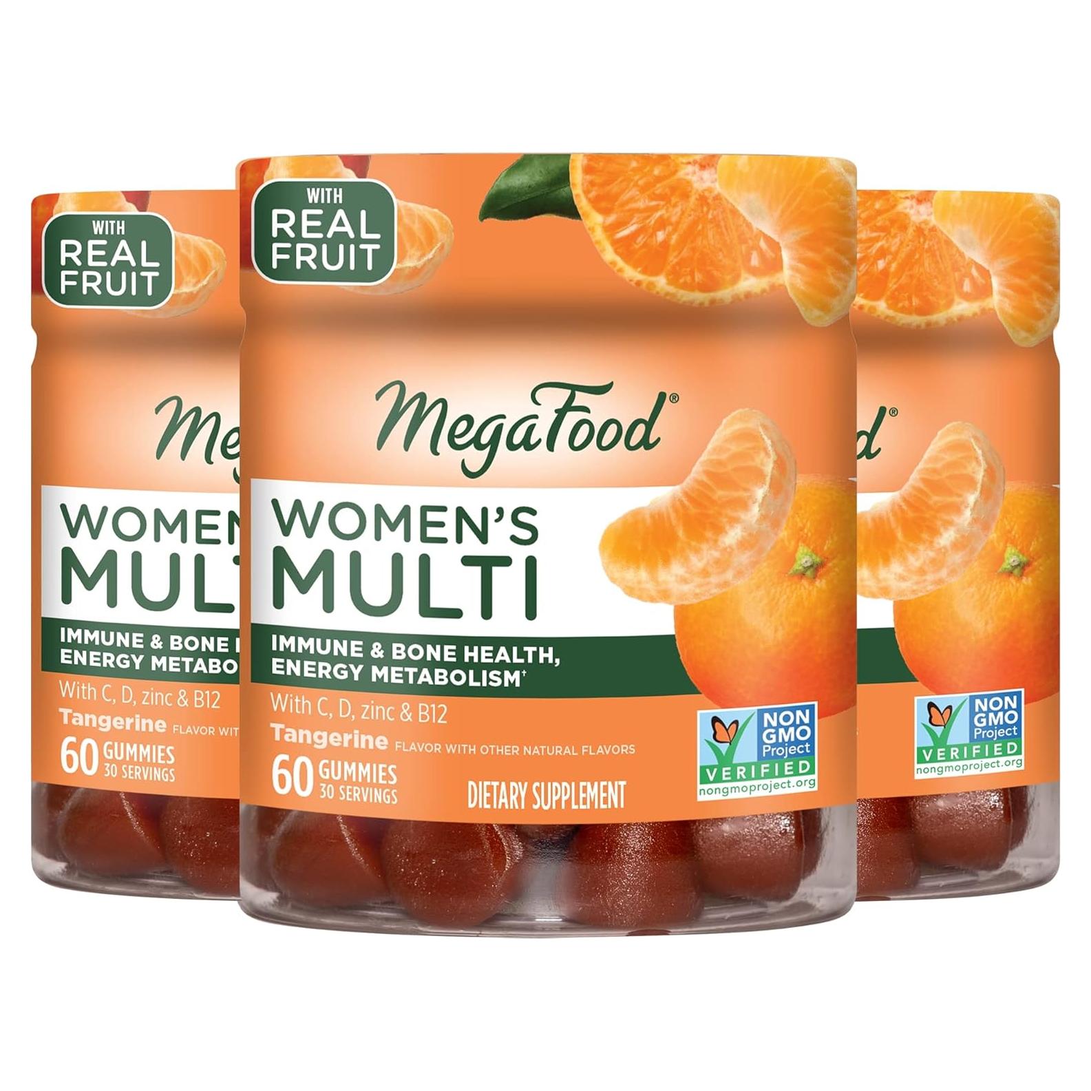 MegaFood Gomas Multivitamínicas para Mujeres - 19 Nutrientes - Sabor Mandarina - 60 Gomas (30 Porciones)