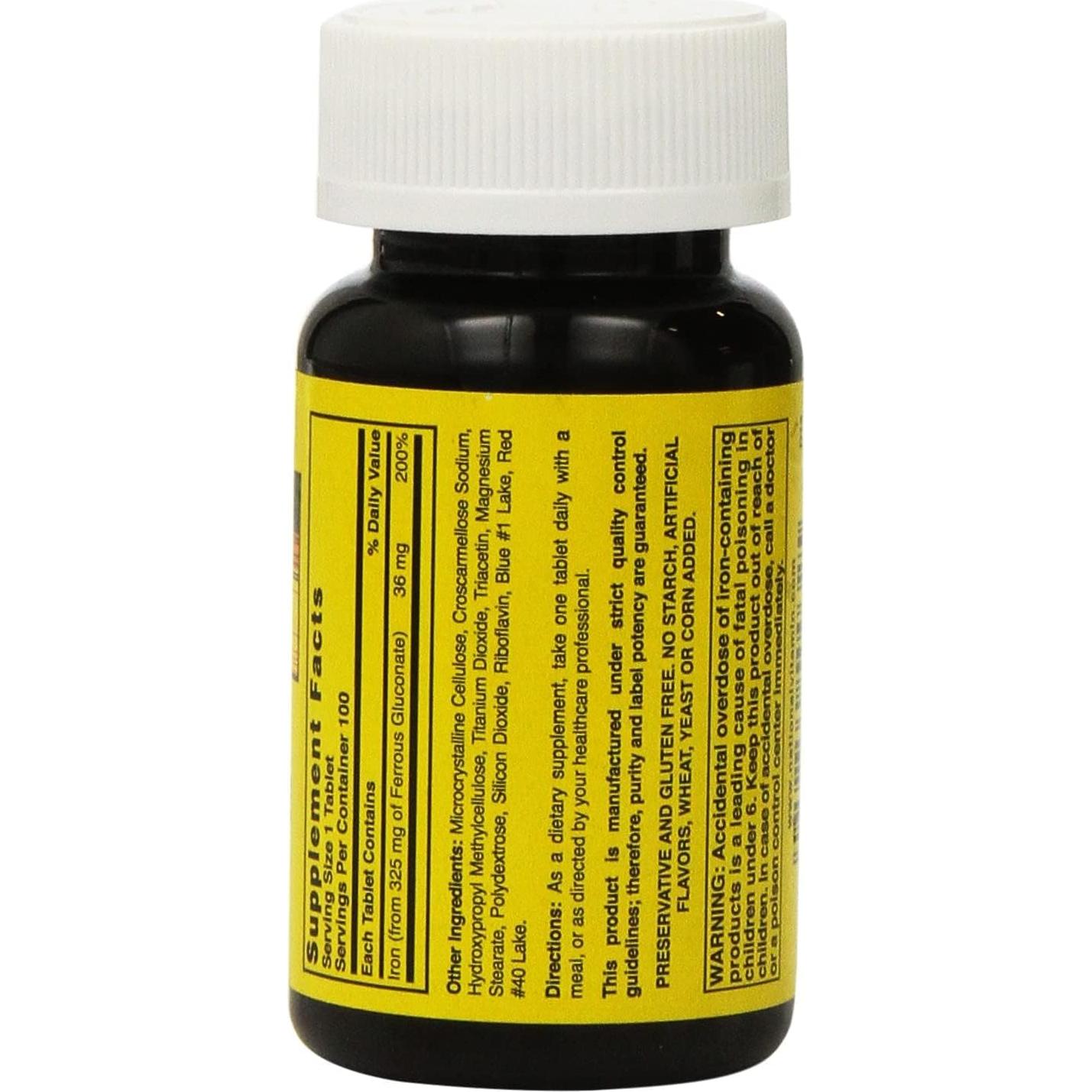 Tabletas de Gluconato Ferroso Nature's Blend 324 mg - 200 Unidades