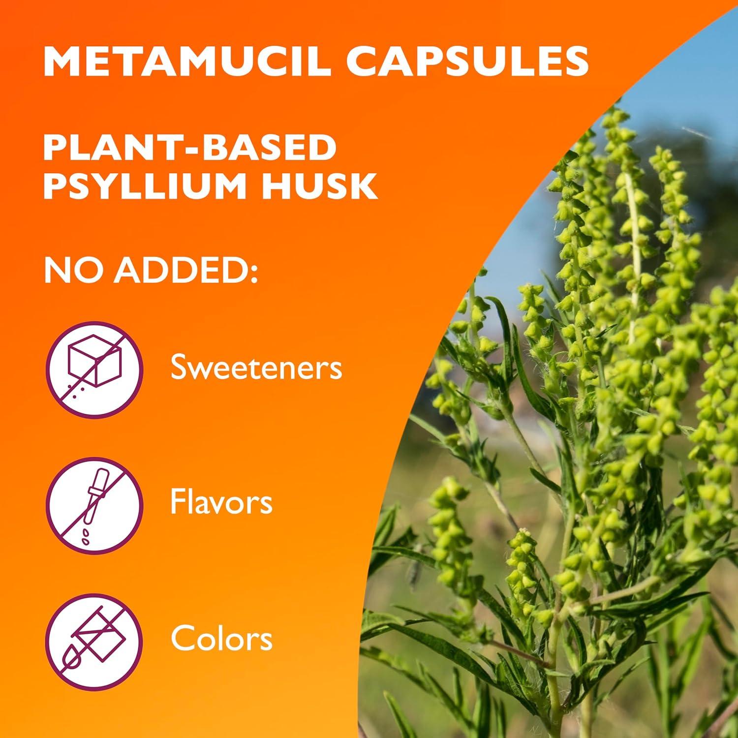 Metamucil Cápsulas de Fibra de Cáscara de Psyllium 300 Unidades