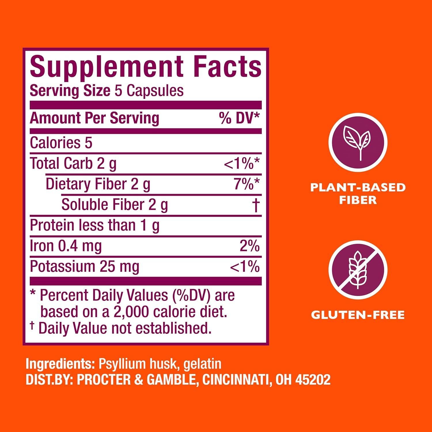 Metamucil Cápsulas de Fibra de Cáscara de Psyllium 300 Unidades