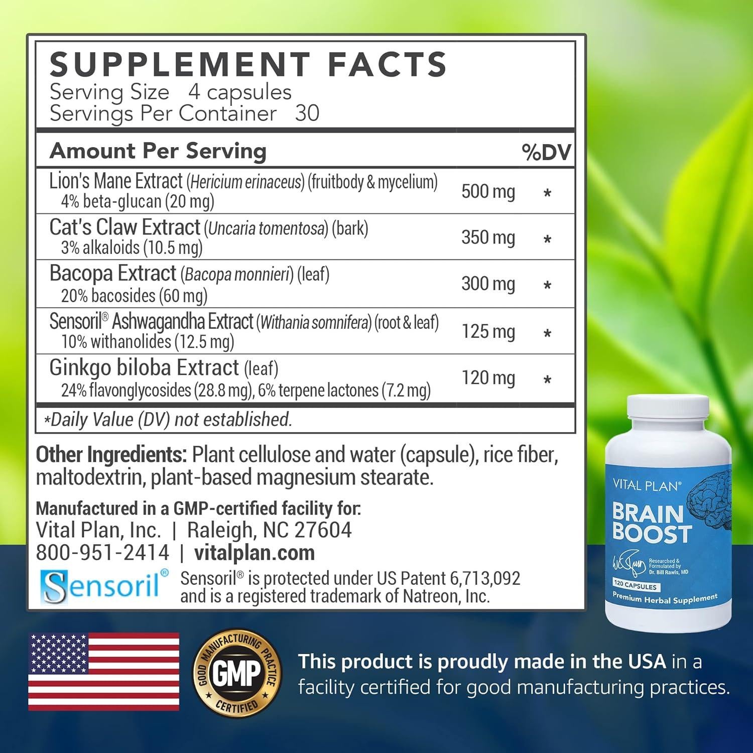 Suplemento Cerebral Vital Plan Dr. Bill Rawls 60 Cápsulas