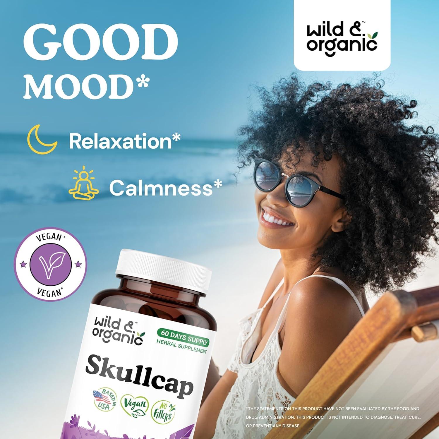 Cápsulas de Hierba Skullcap Silvestre 1200 mg - 120 Unidades - Vegano