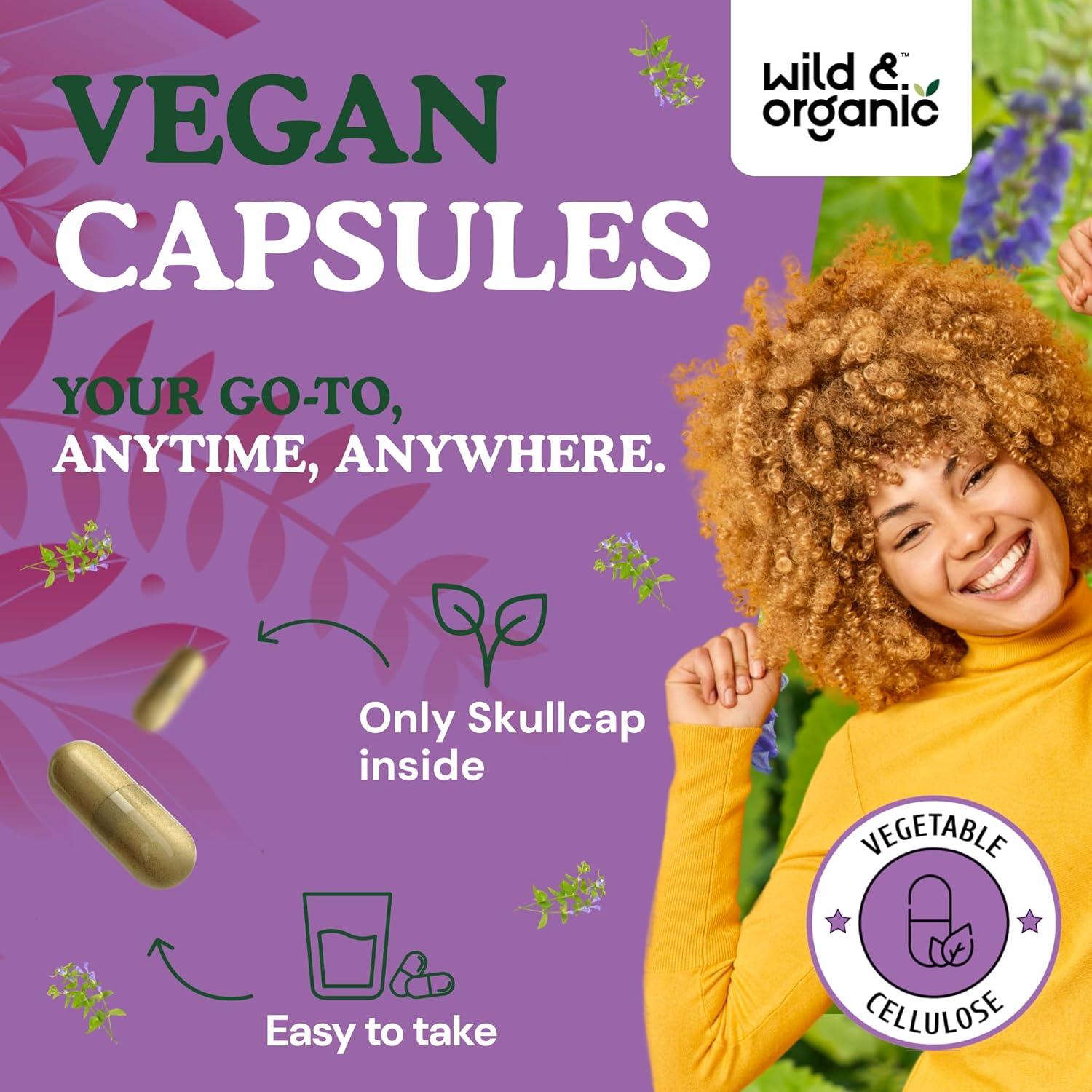 Cápsulas de Hierba Skullcap Silvestre 1200 mg - 120 Unidades - Vegano