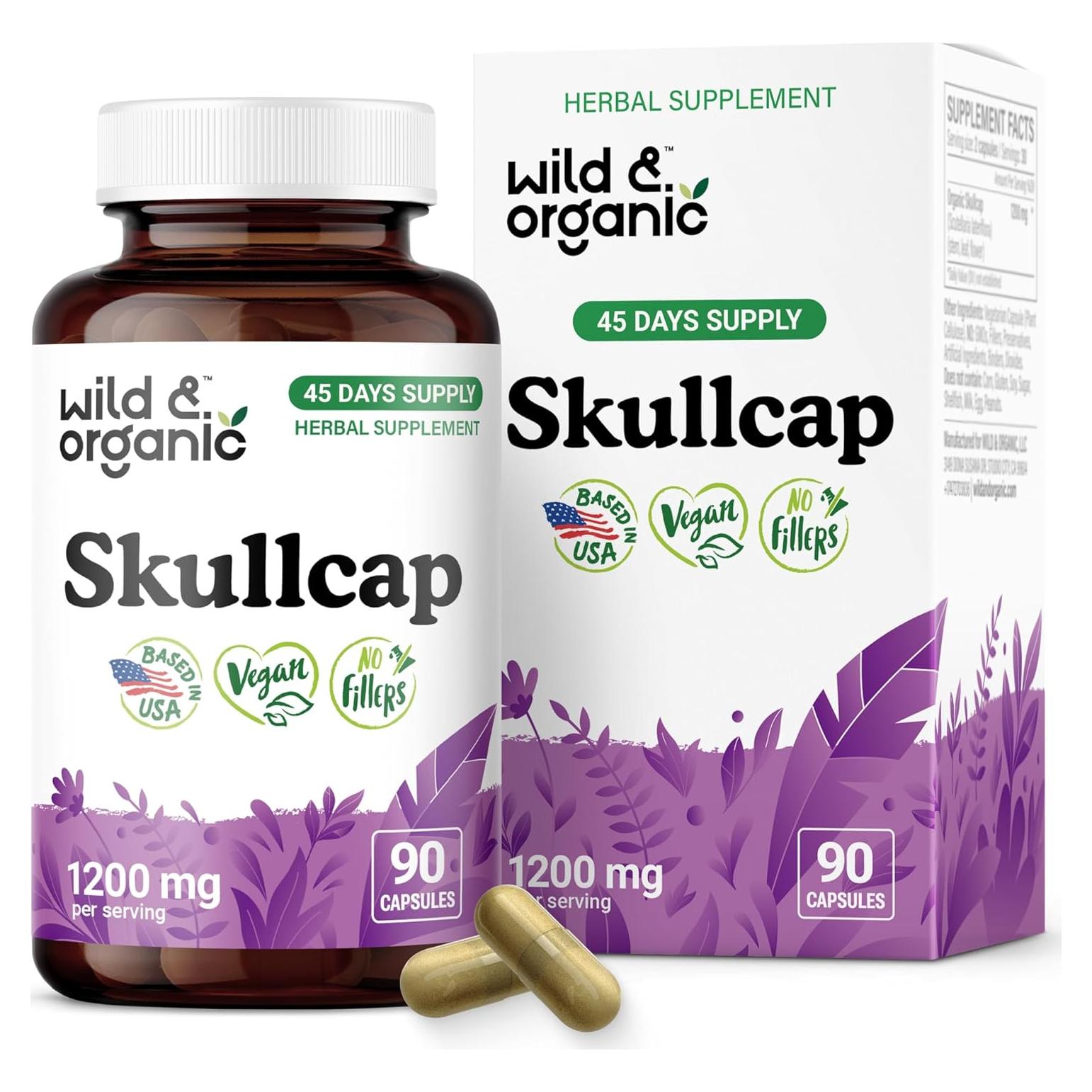 Cápsulas de Calma Skullcap Orgánico 1200 mg - 90 Unidades