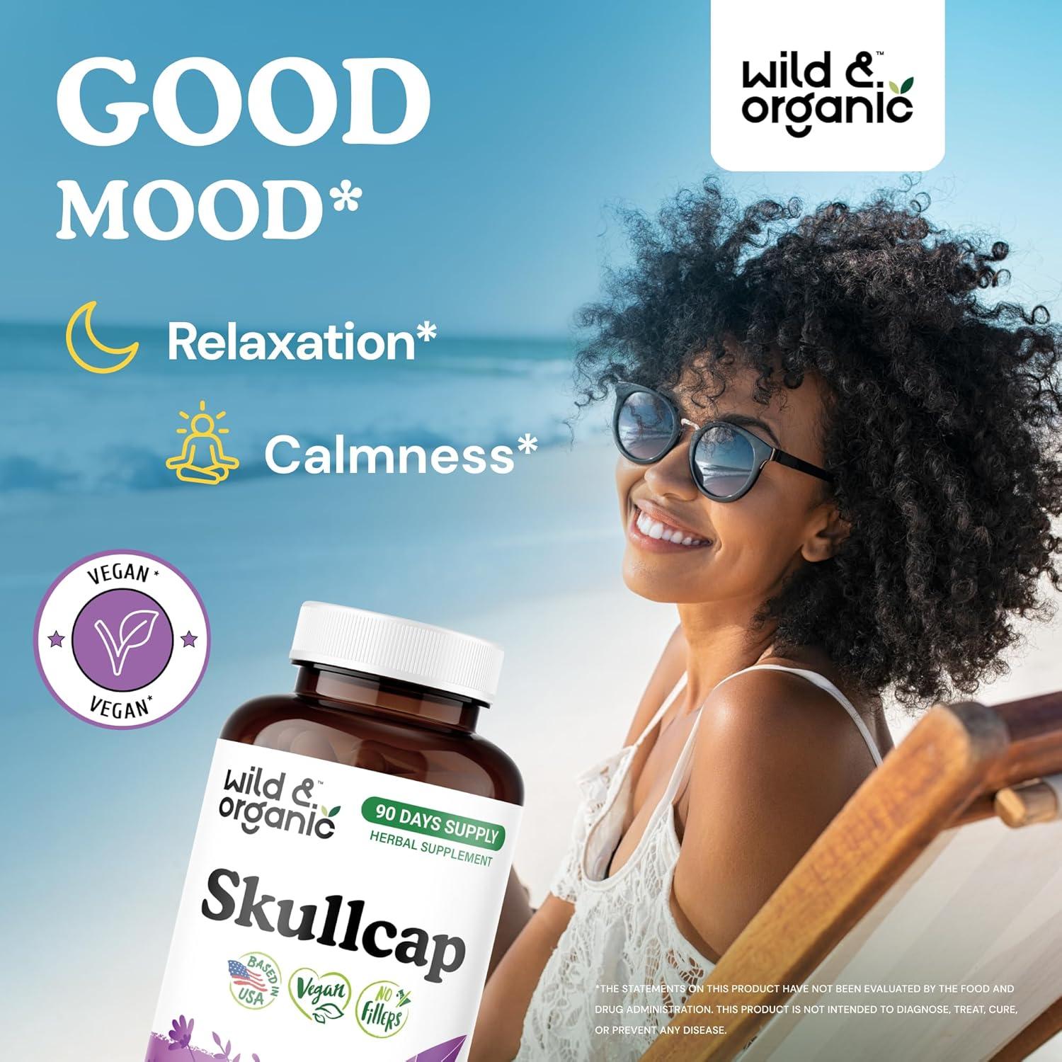 Cápsulas de Hierba Skullcap Silvestre 1200 mg - 180 Unidades