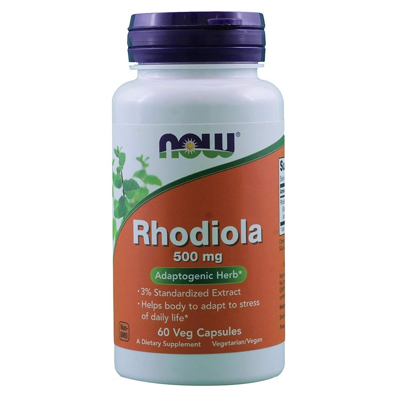 Suplemento de Rhodiola Rosea NOW Foods 60 Cápsulas 500mg