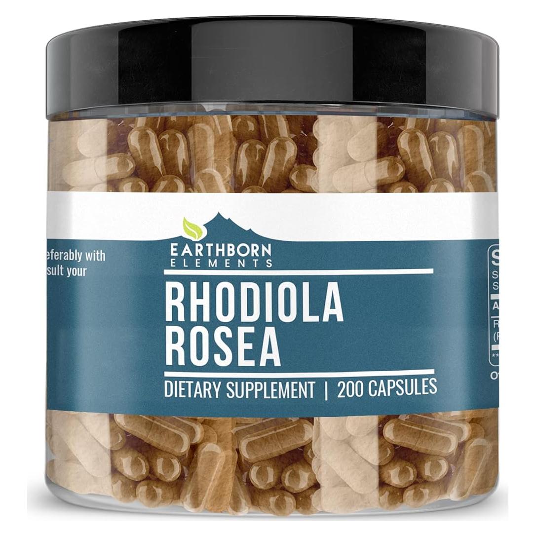 Extracto de raíz de Rhodiola Rosea Earthborn Elements 200 cápsulas