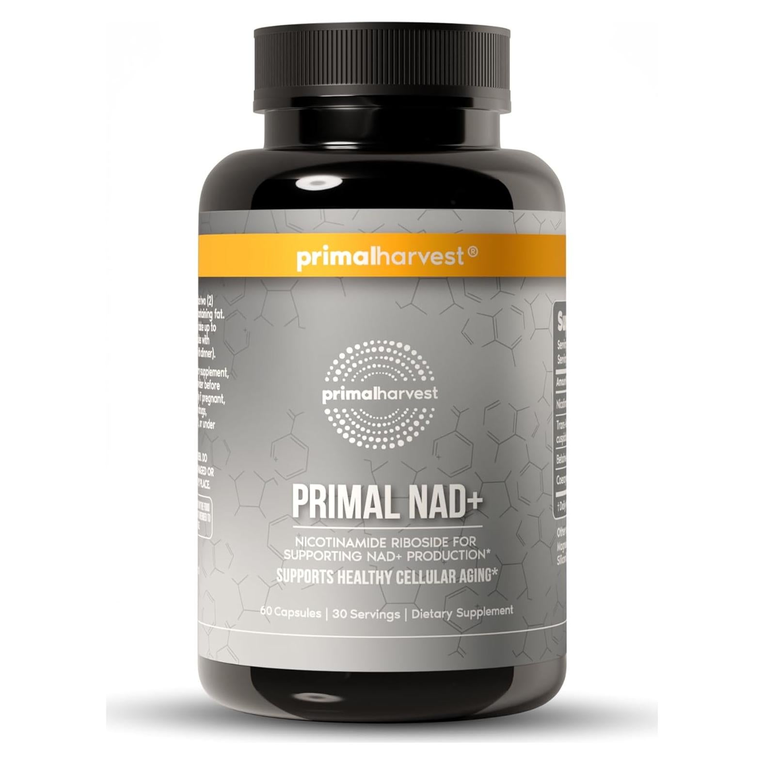 Suplemento NAD+ Primal Harvest 60 Cápsulas Energía Celular